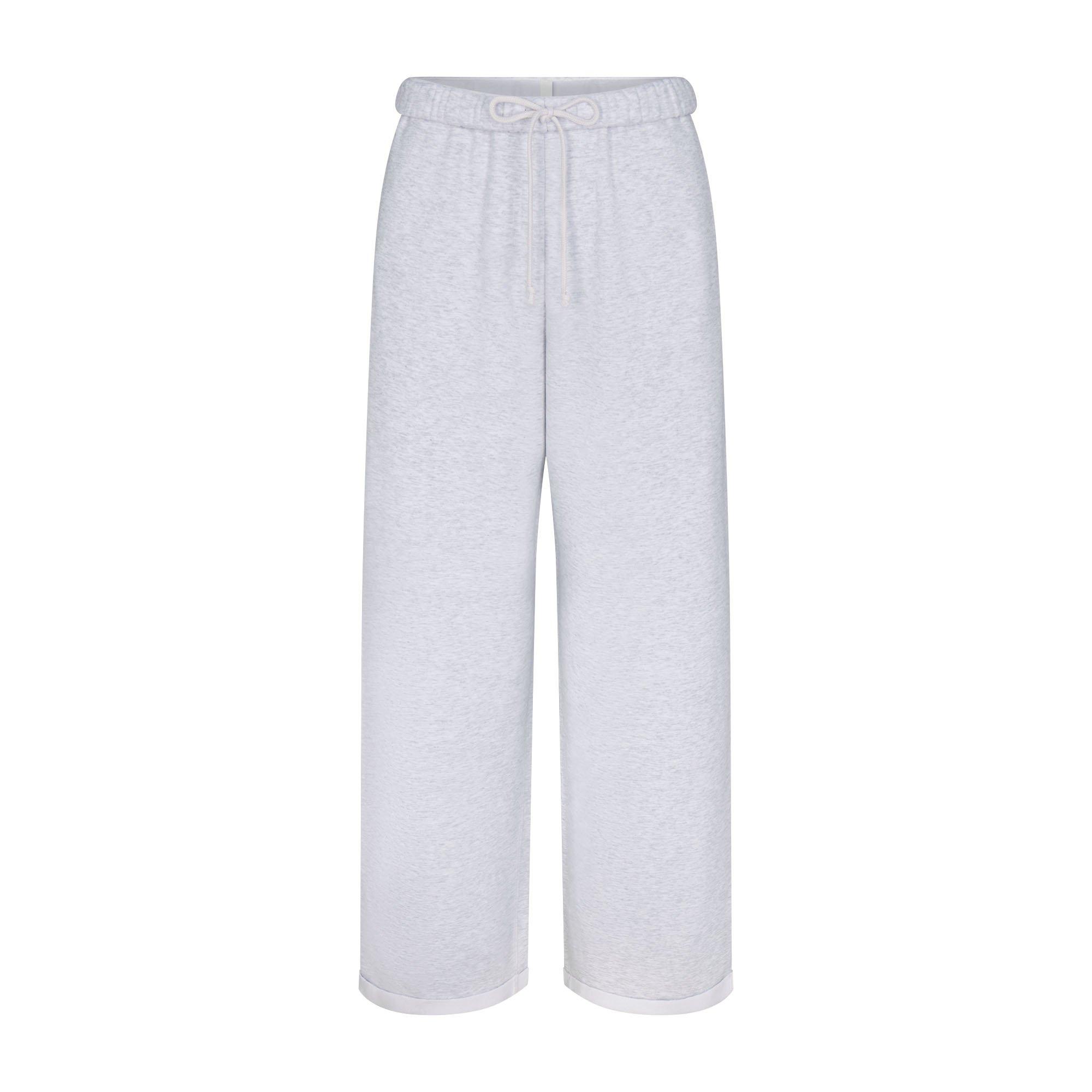 SKIMS Womens Cotton Fleece Classic Straight Leg Pant - Light Hthr Grey - Size 18 (2XL)
