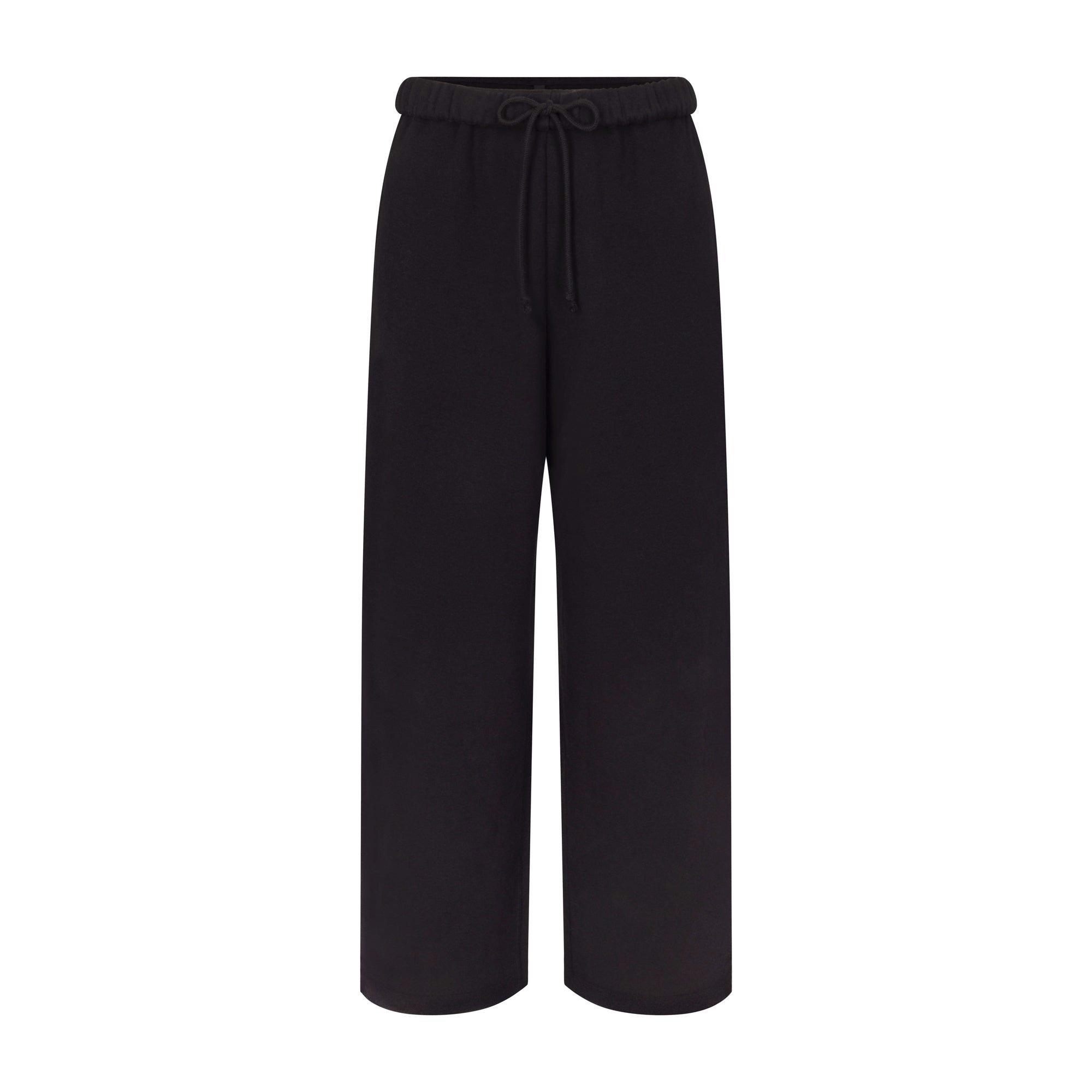 SKIMS Womens Cotton Fleece Classic Straight Leg Pant - Onyx - Size 16 (XL)