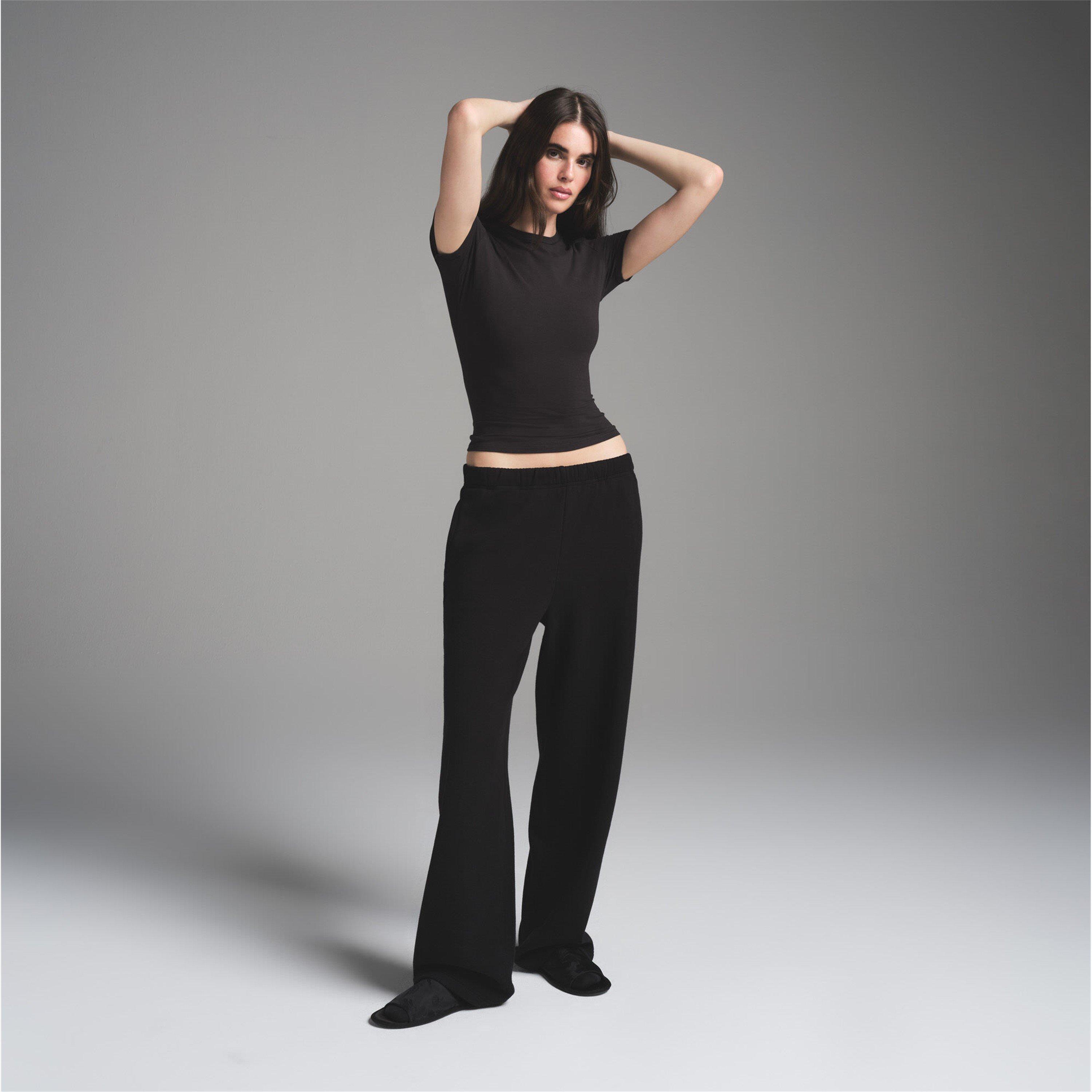 Onyx - SKIMS - Womens Cotton Fleece Classic Straight Leg Pant - 4