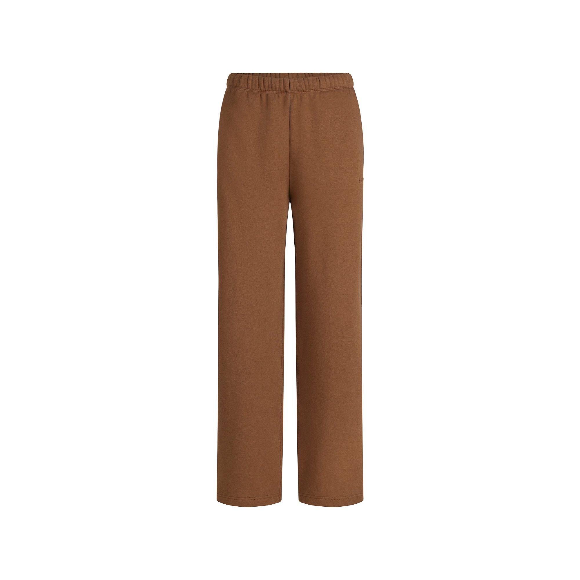 SKIMS Womens Cotton Fleece Classic Straight Leg Pant - Bison - Size 16 (XL)