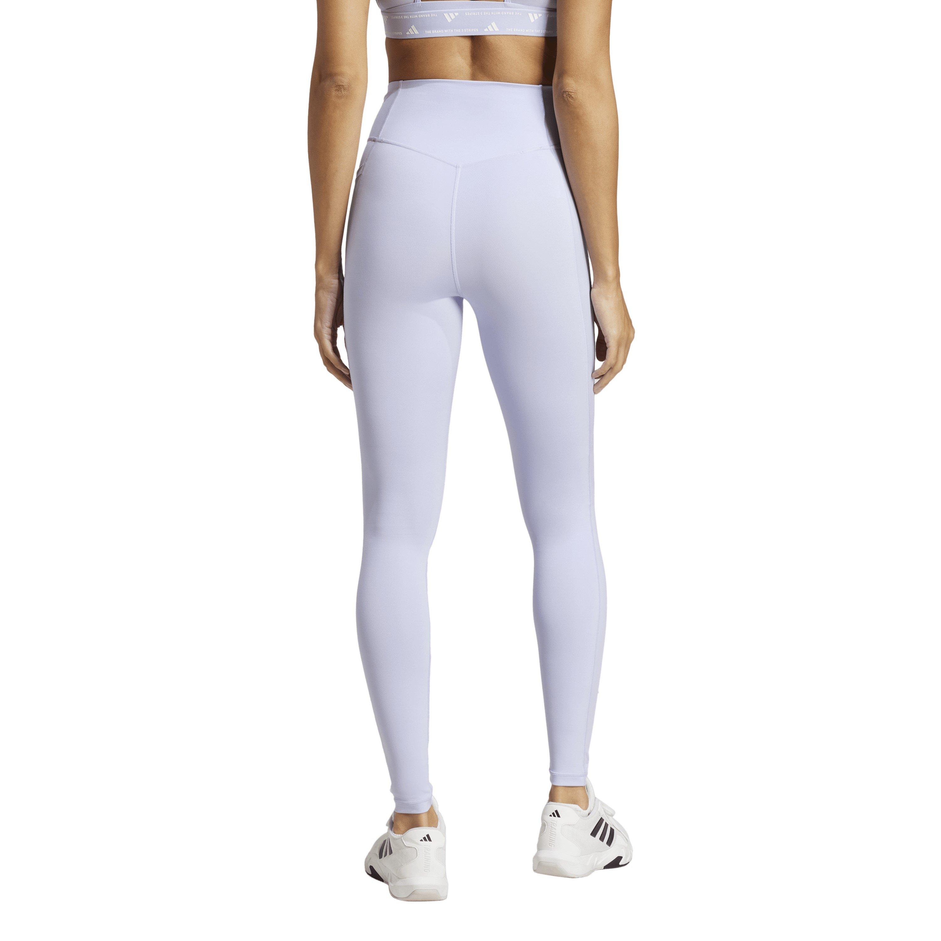 Violet/White - adidas - Optime Essentials Stash Pocket Full-Length Leggings Womens - 3