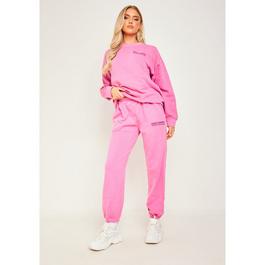 Missy Empire Imogen Pink  Text Oversized Joggers