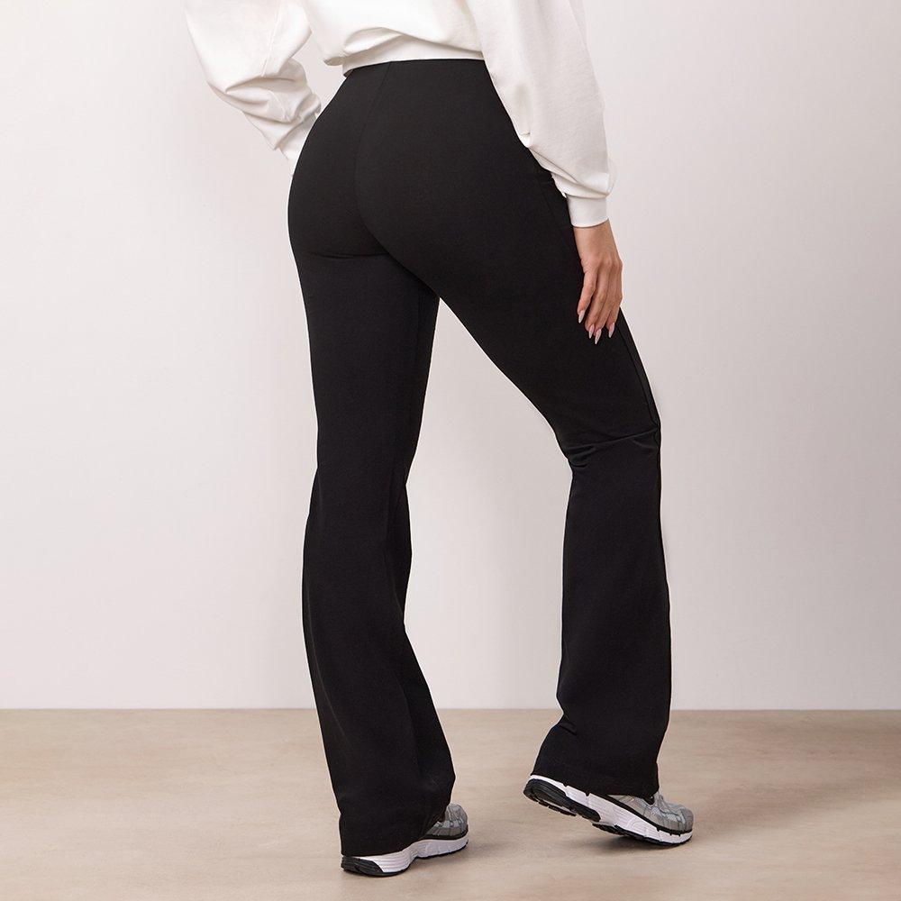 Sort - Gym King - Gym King Victory Cotton Jersey Flared Legging - Black - 4