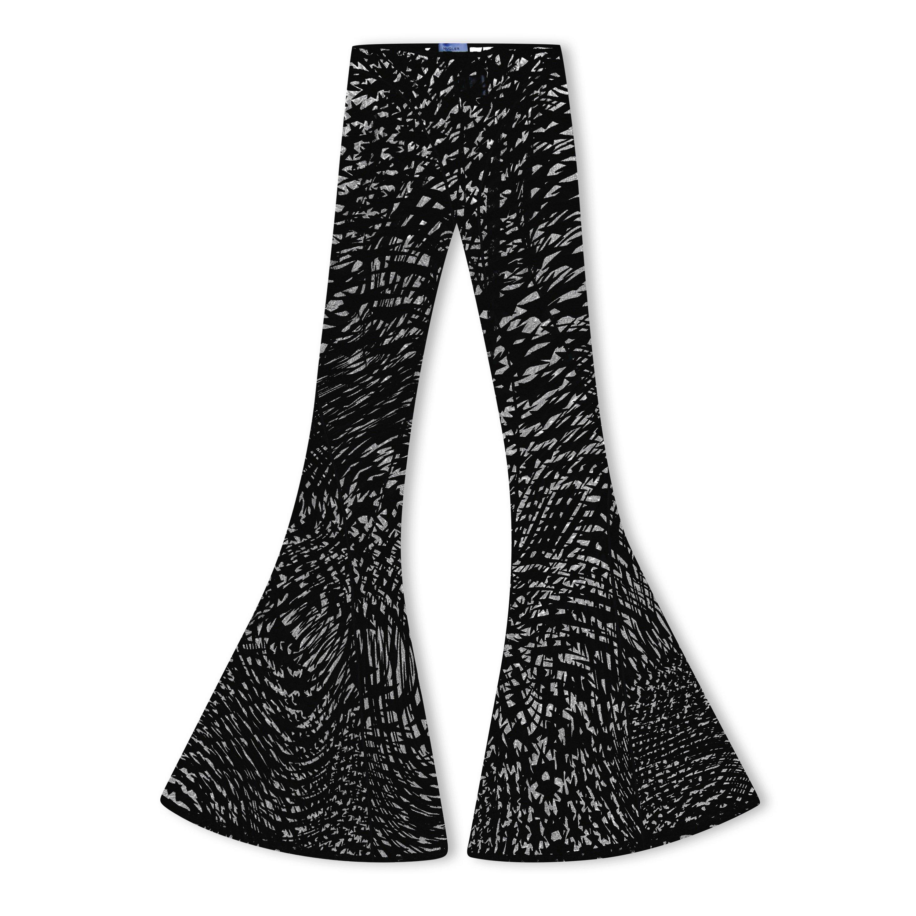 Black/Black - Mugler - Women's Star Flecked Wide Leg Trousers - 5