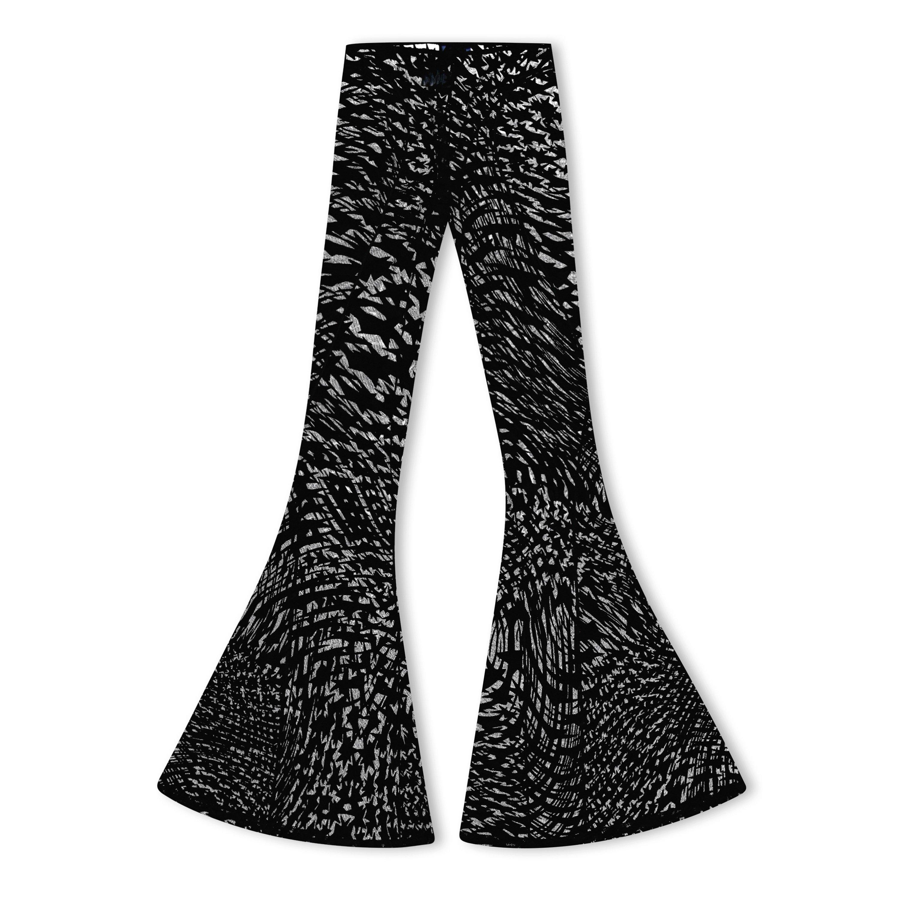 Black/Black - Mugler - Women's Star Flecked Wide Leg Trousers - 6