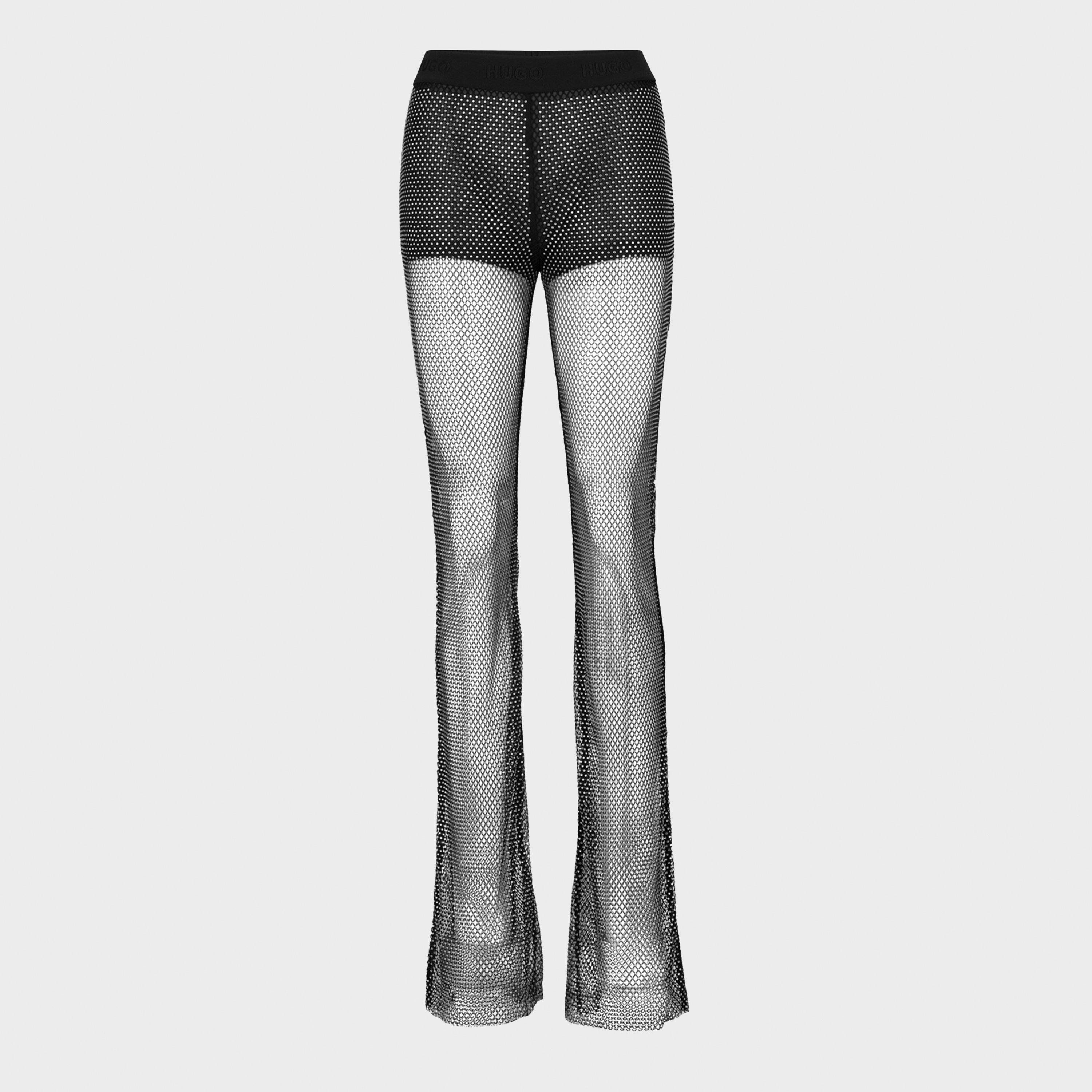 Black - Hugo - X Bella Poarch Slim-Fit Glitter-Mesh Trousers - 1