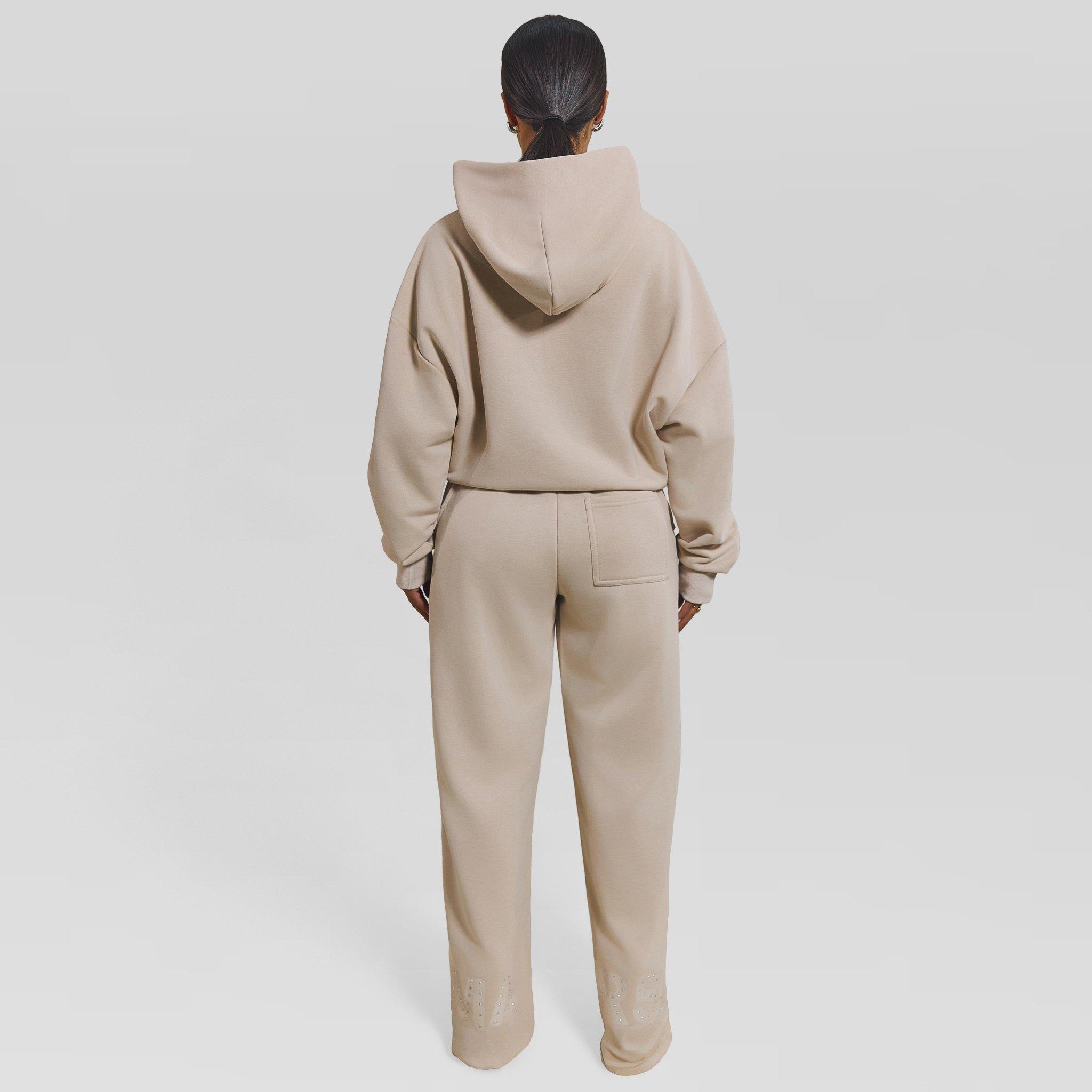 Stone - Mars The Label - Women's Kiera Open Hem Fleece Jogging Bottoms - 3