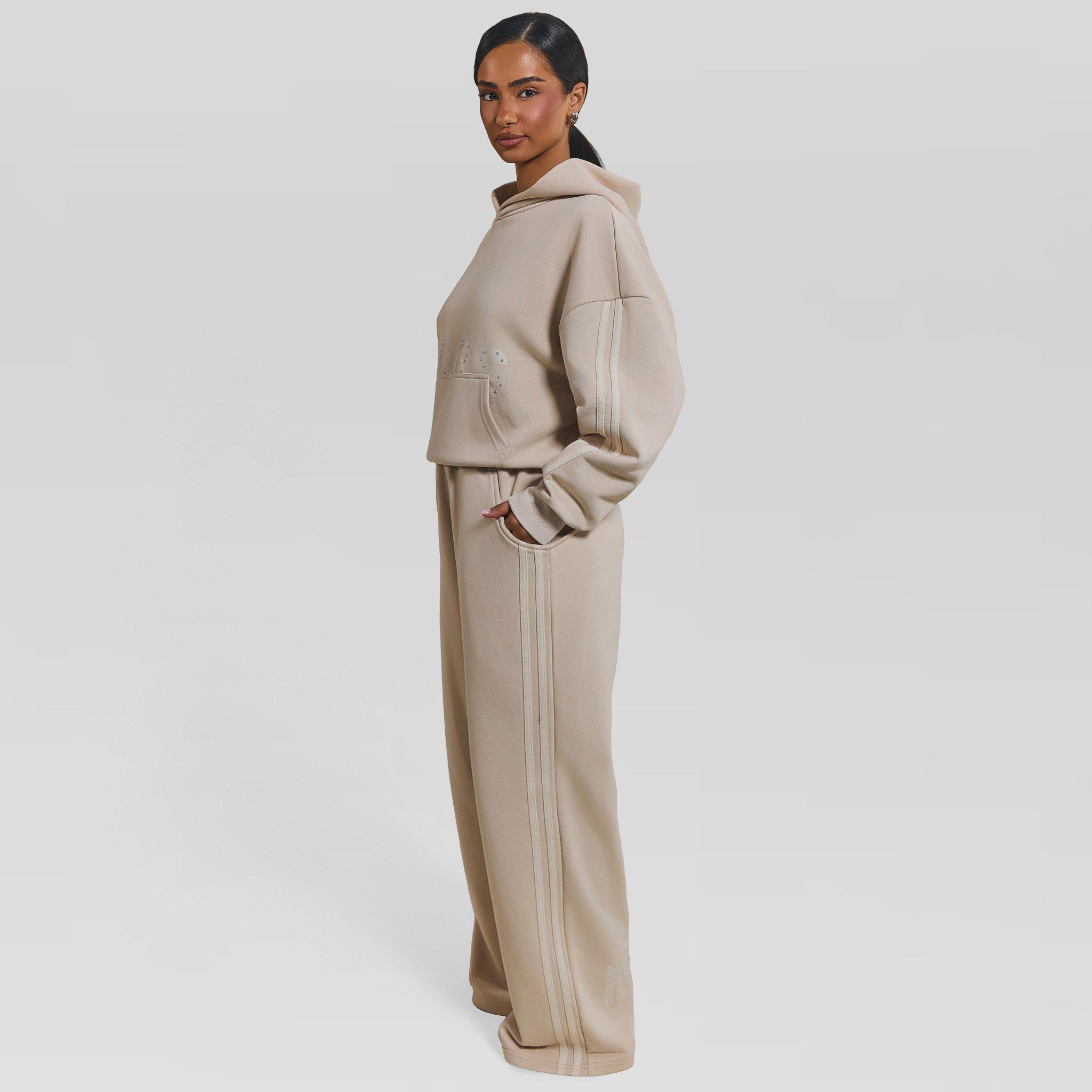 Stone - Mars The Label - Women's Kiera Open Hem Fleece Jogging Bottoms - 6