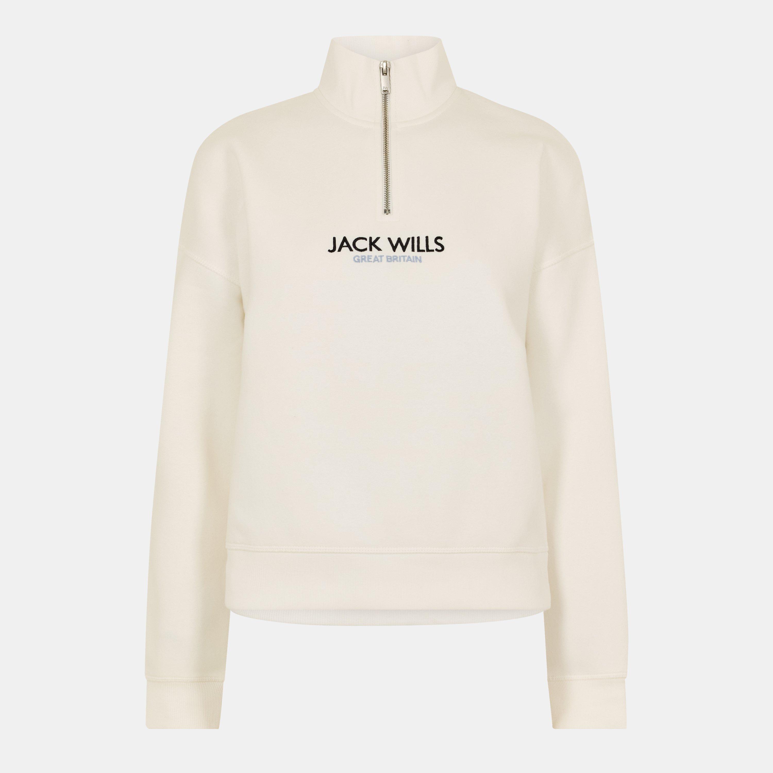 Jack Wills Women's Honeylane Half Zip Sweatshirt - Vintage White - 8 (XS)