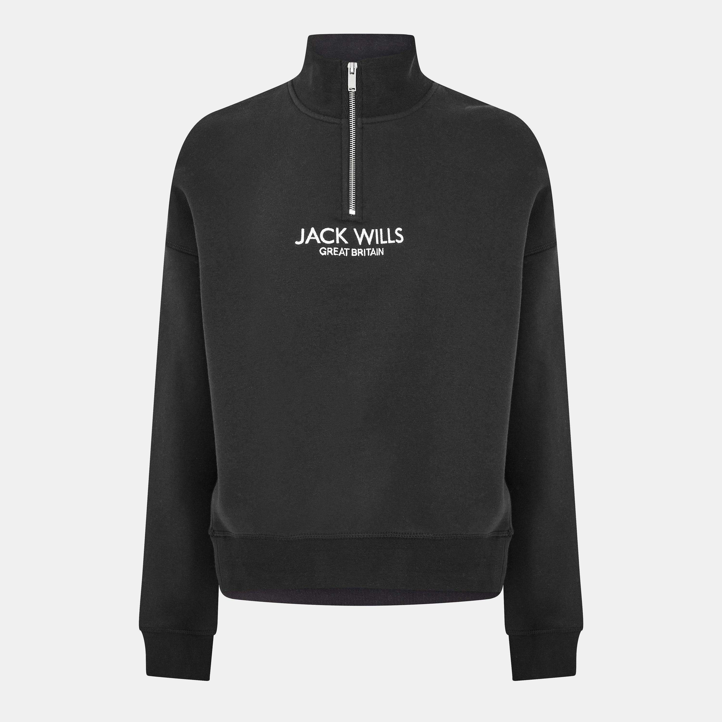 Black - Jack Wills - Honeylane Half Zip Sweatshirt Womens - 1