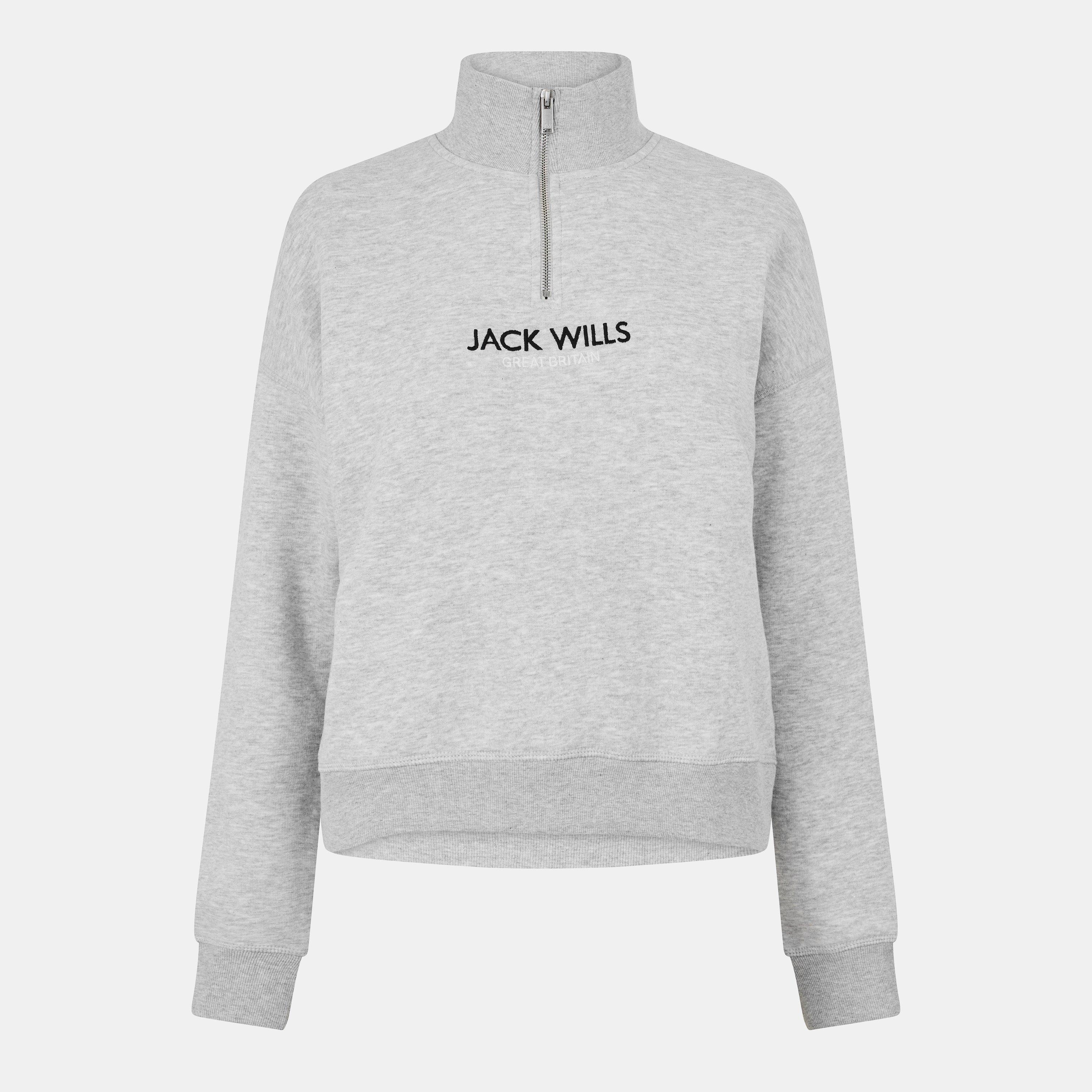 Grey Marl - Jack Wills - Honeylane Half Zip Sweatshirt Womens - 1