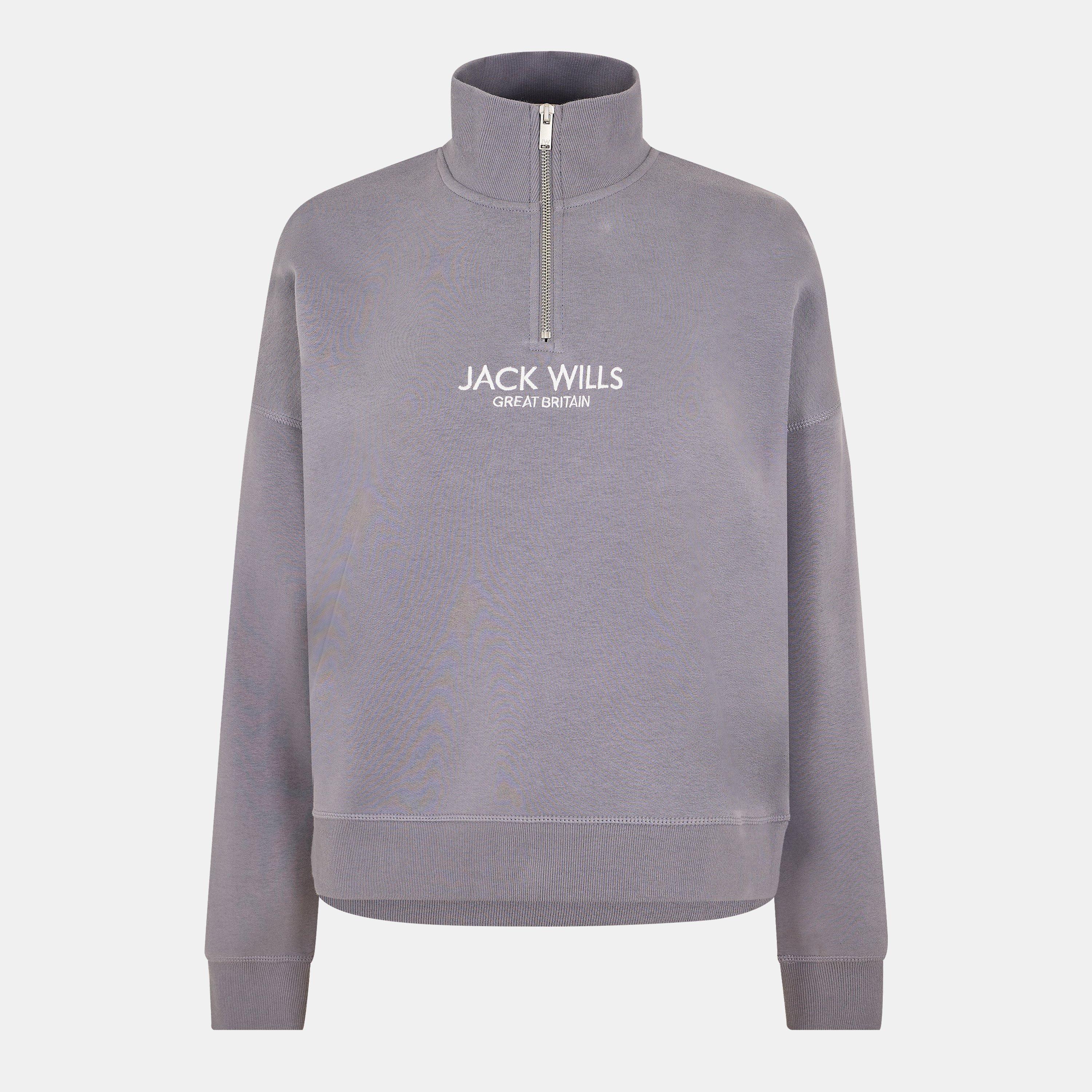 Jack Wills Women's Honeylane Half Zip Sweatshirt - Dusky Blue - 8 (XS)
