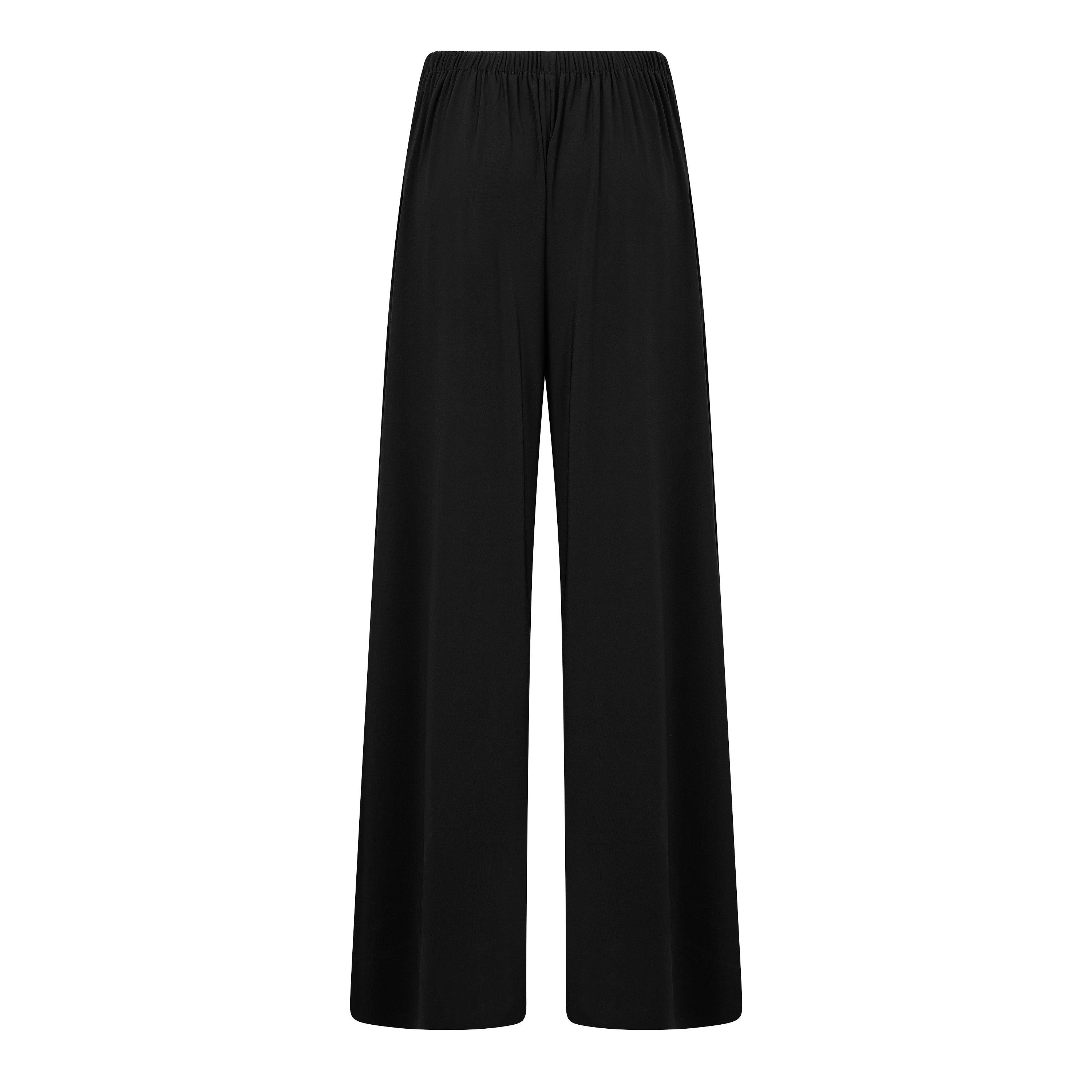 Black - Norma Kamali - Women's Pleat Pant Wide Leg Trousers - 2