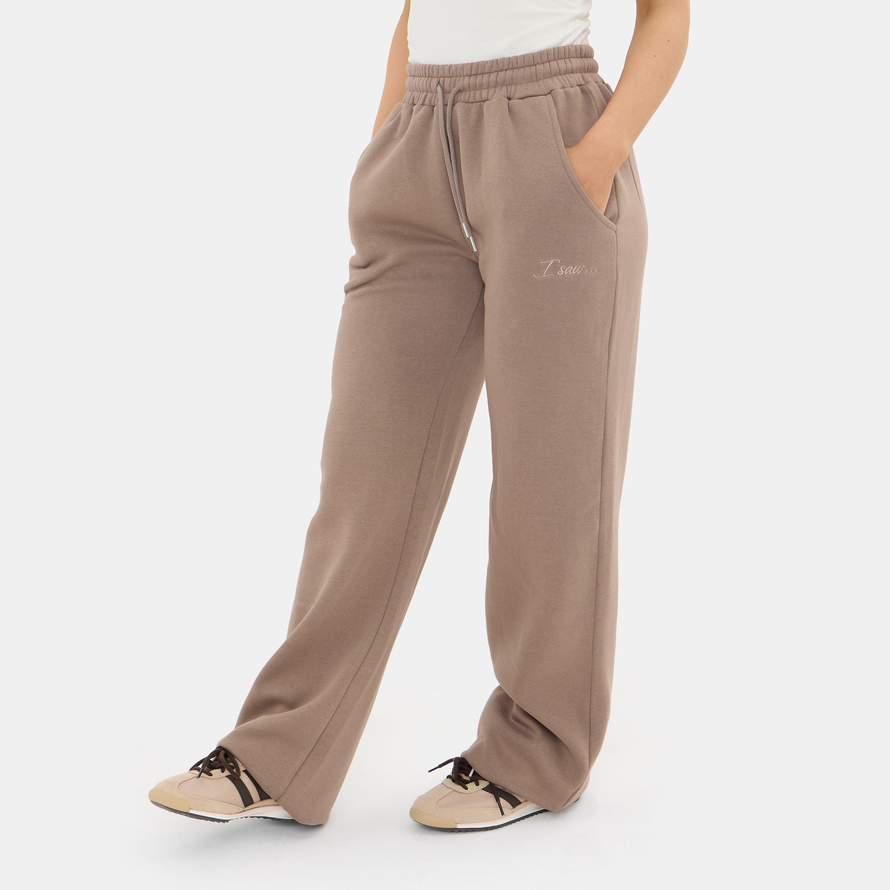 Taupe - I Saw It First - Womens Open Hem Jersey Jogging Bottoms - 2