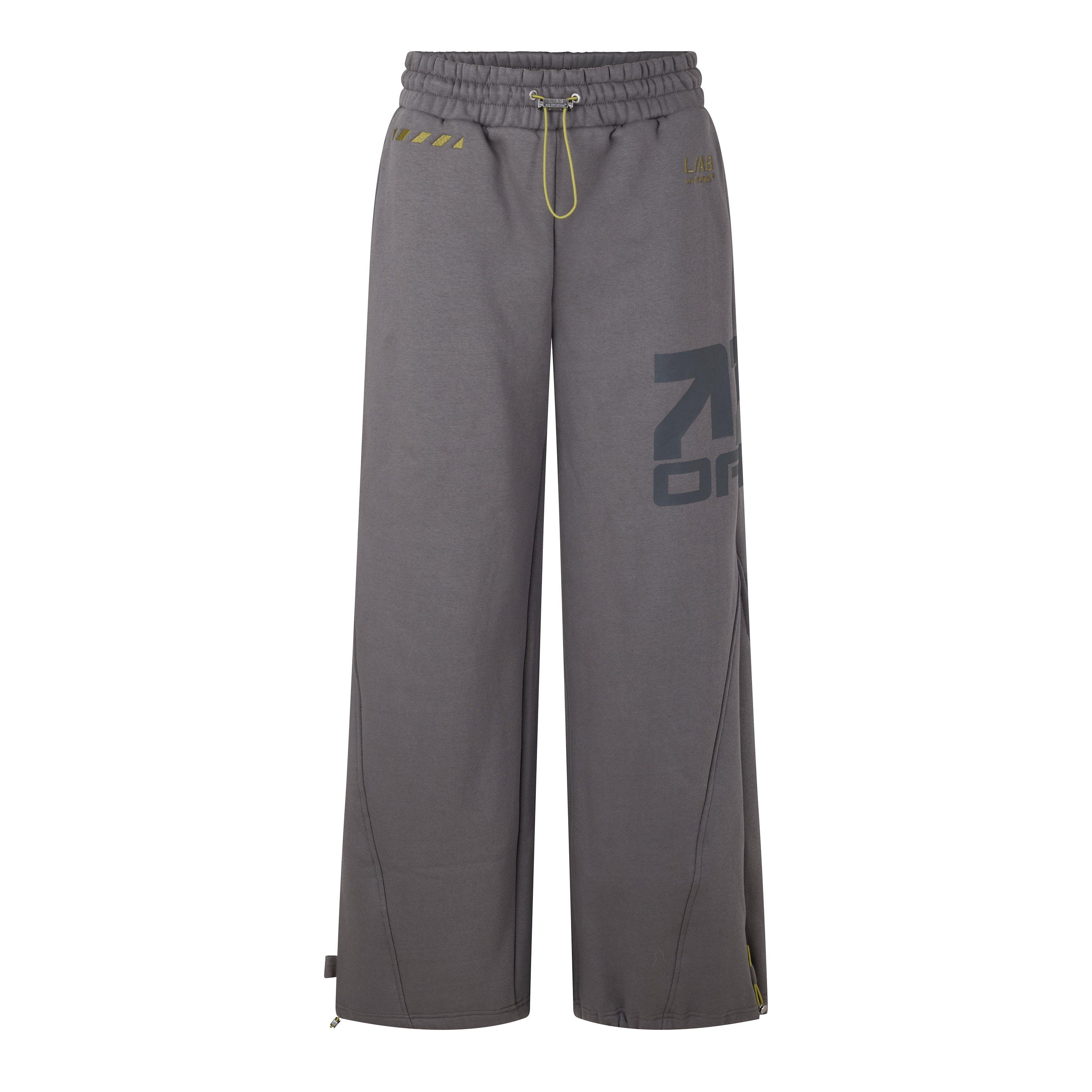 Dark Gull Grey - L AB Off White - Women's Bungee Cotton Fleece Joggers - 1