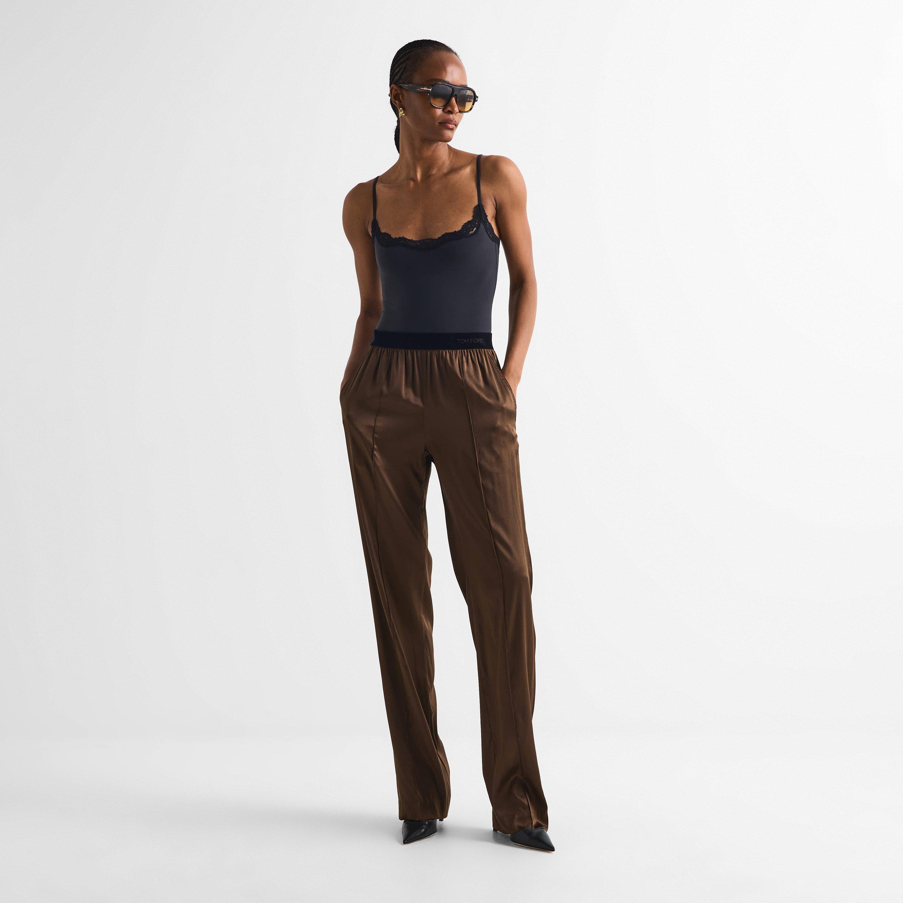 Cinnamon - Tom Ford - Women's Silk Wide Leg Trousers - 6