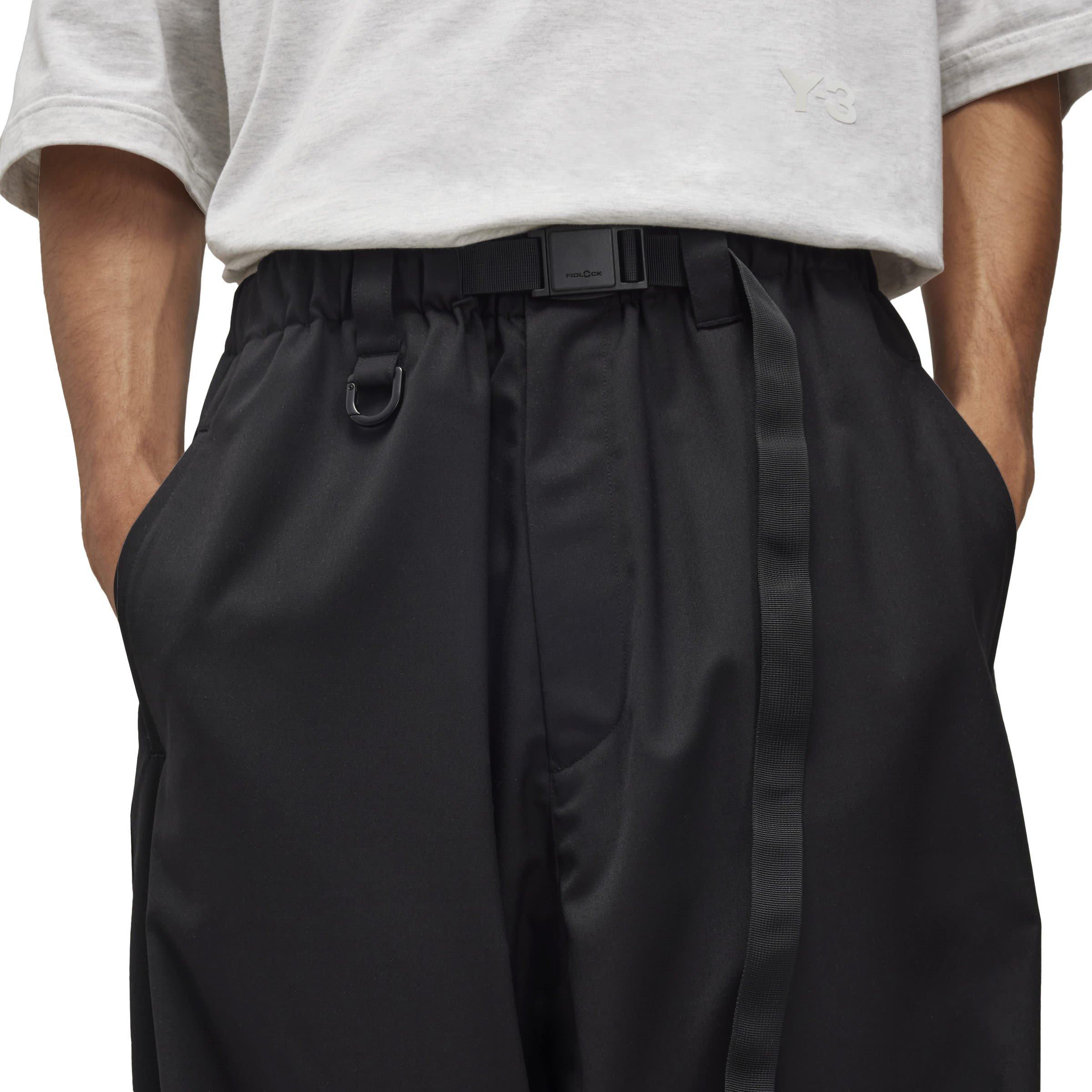 BLACK - Y3 - Men's 3 Stripe Wide Leg Trousers - 5