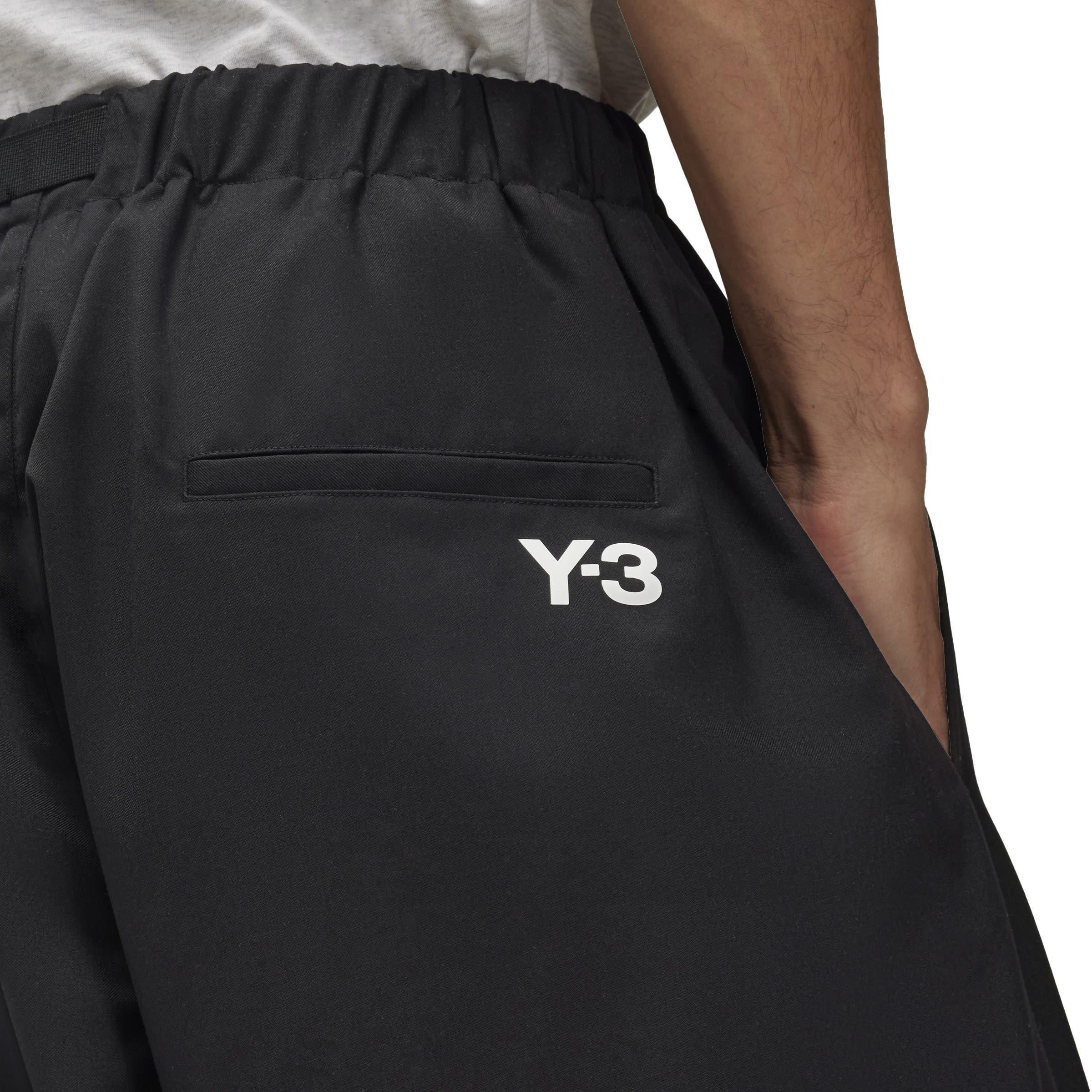 BLACK - Y3 - Men's 3 Stripe Wide Leg Trousers - 6