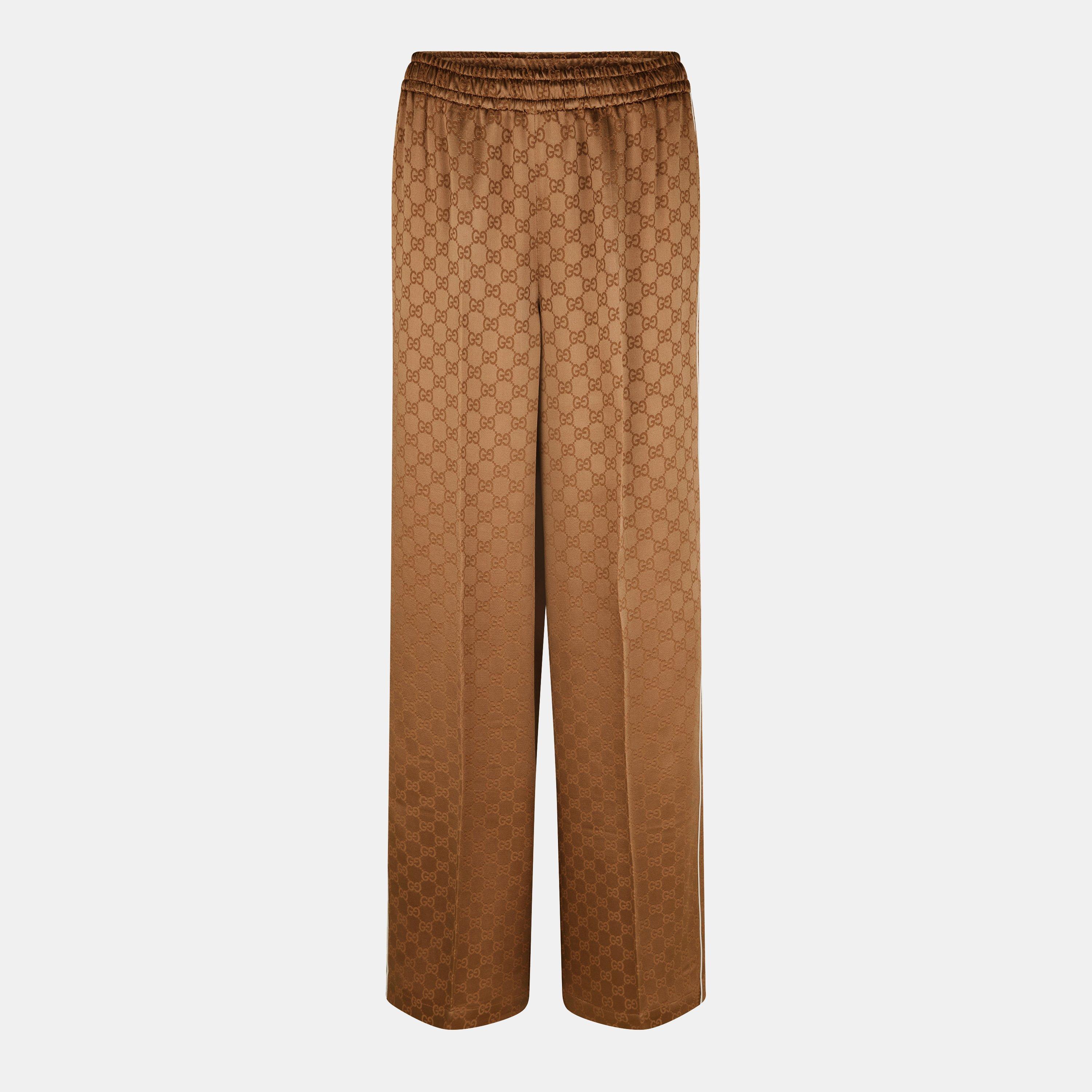 Vintage Camel - Gucci - Women's GG Jacquard Wide Leg Trousers - 1