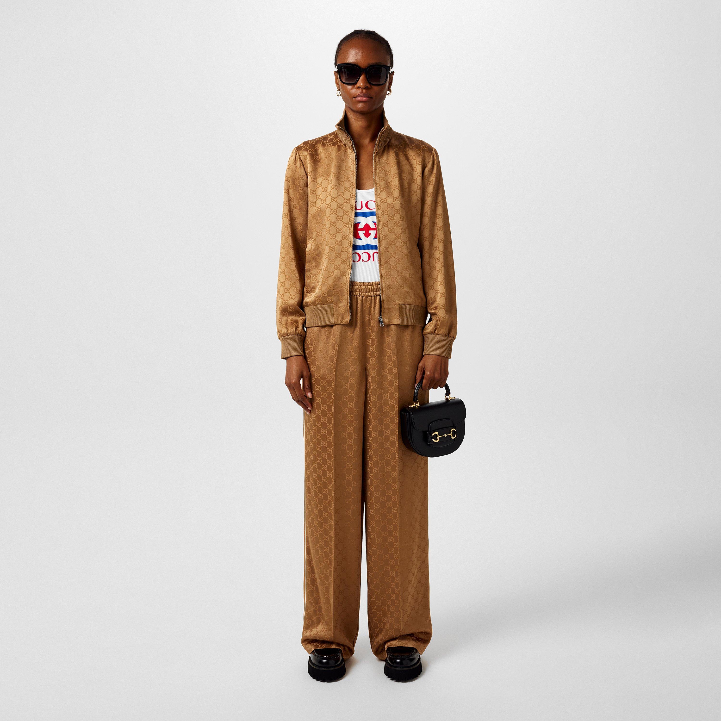 Vintage Camel - Gucci - Women's GG Jacquard Wide Leg Trousers - 4