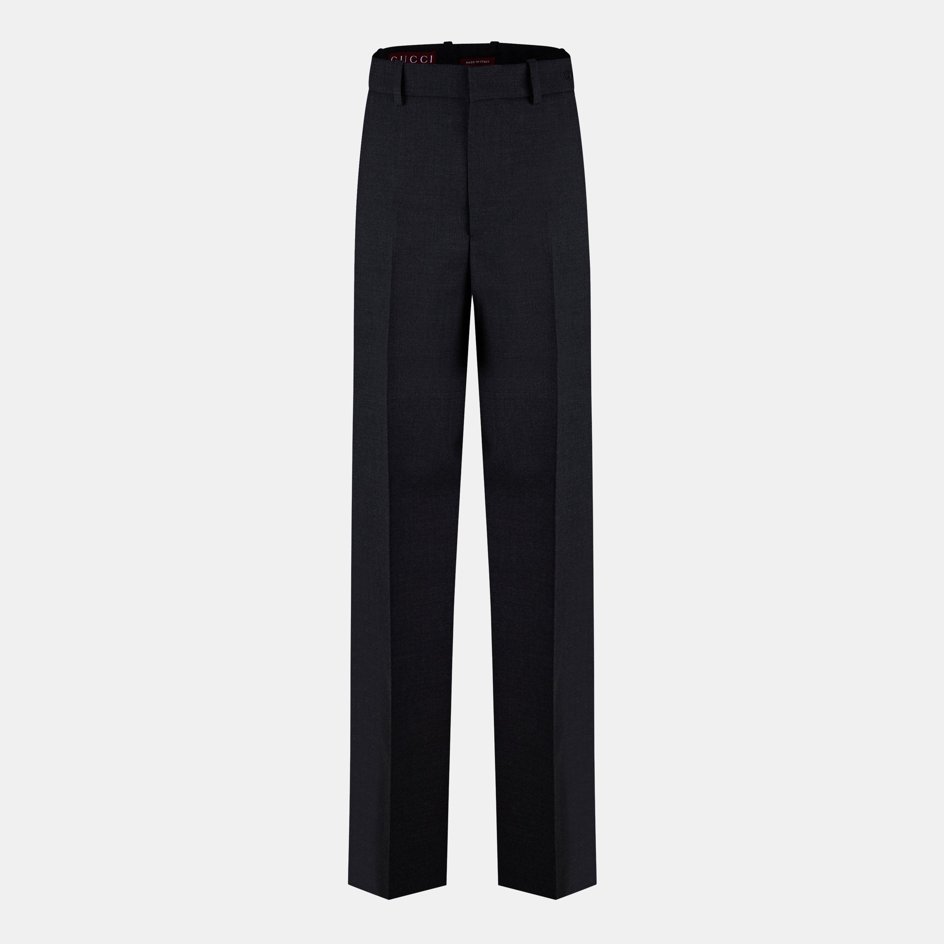 Gucci Women's Plain Wool Wide Leg Trousers
