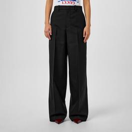 Gucci WomenS Plain Wool Wide Leg Trousers