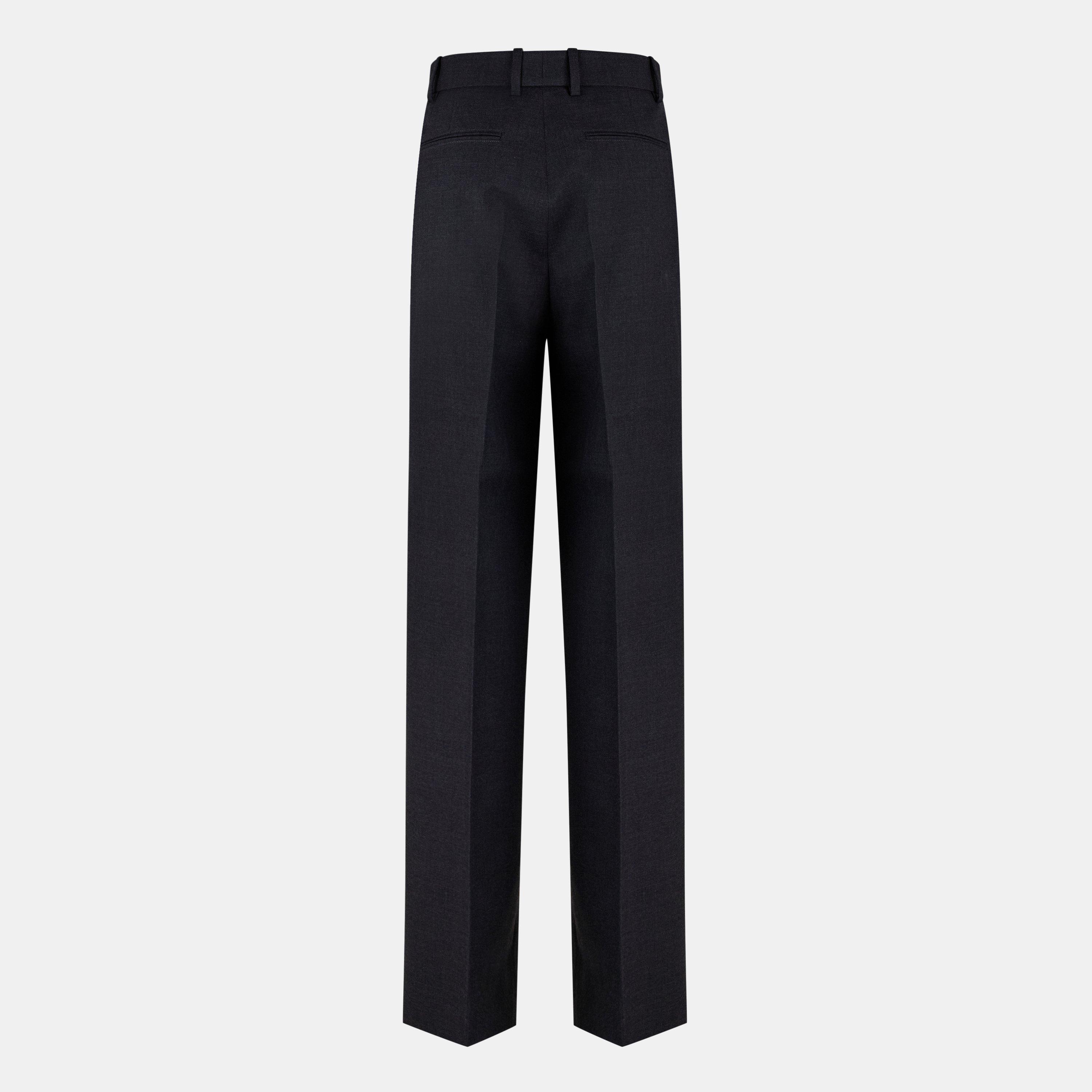 Dark Grey - Gucci - Women's Plain Wool Wide Leg Trousers - 2