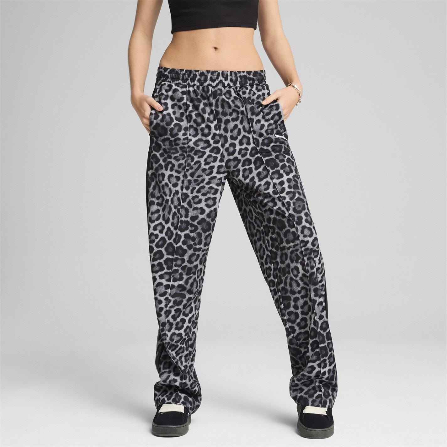 Blk Leopard - Puma - Womens T7 Leo Luxe All Over Print Open Hem Joggers - 3