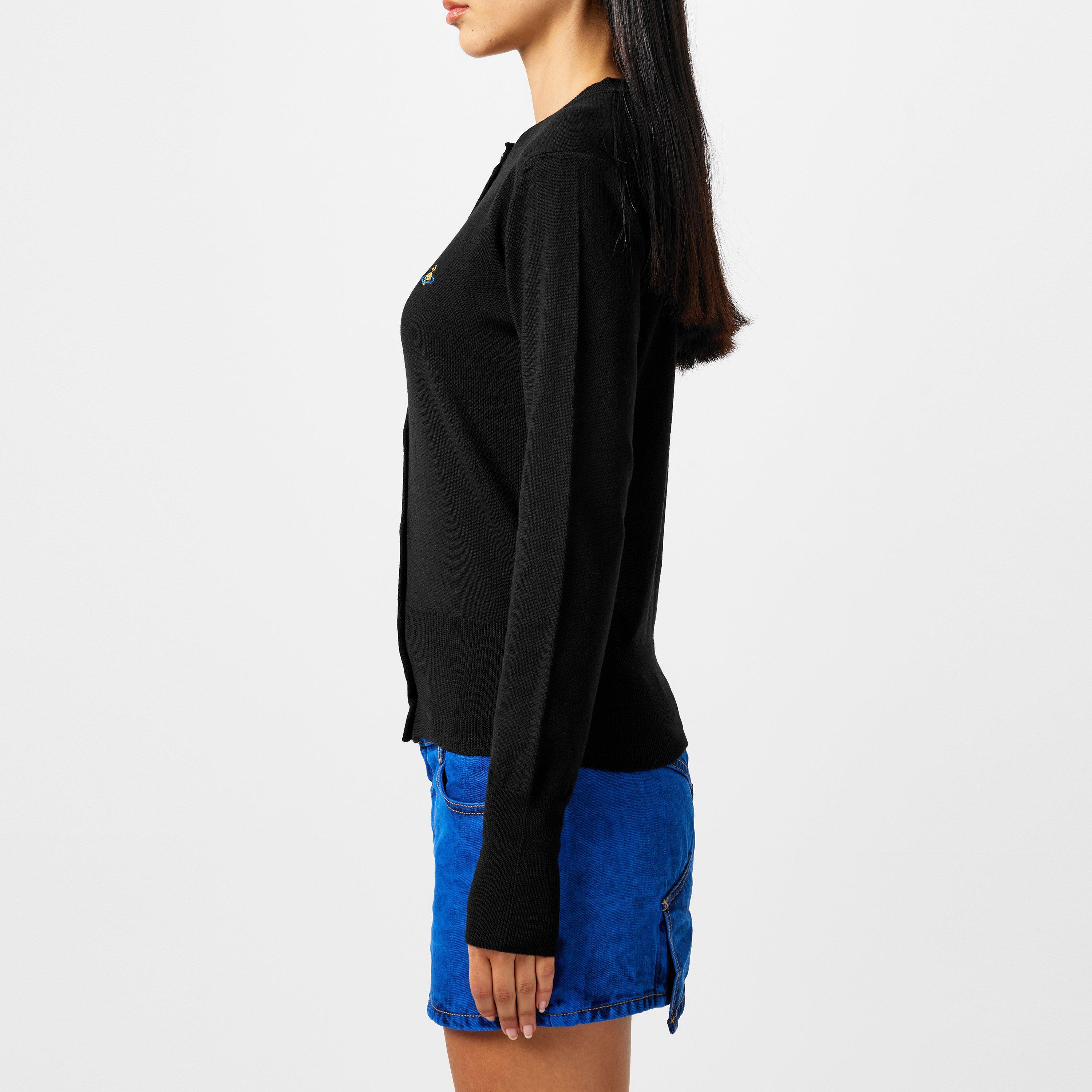 Black - Vivienne Westwood - Women's Plain Wool Knit Cardigan - 2