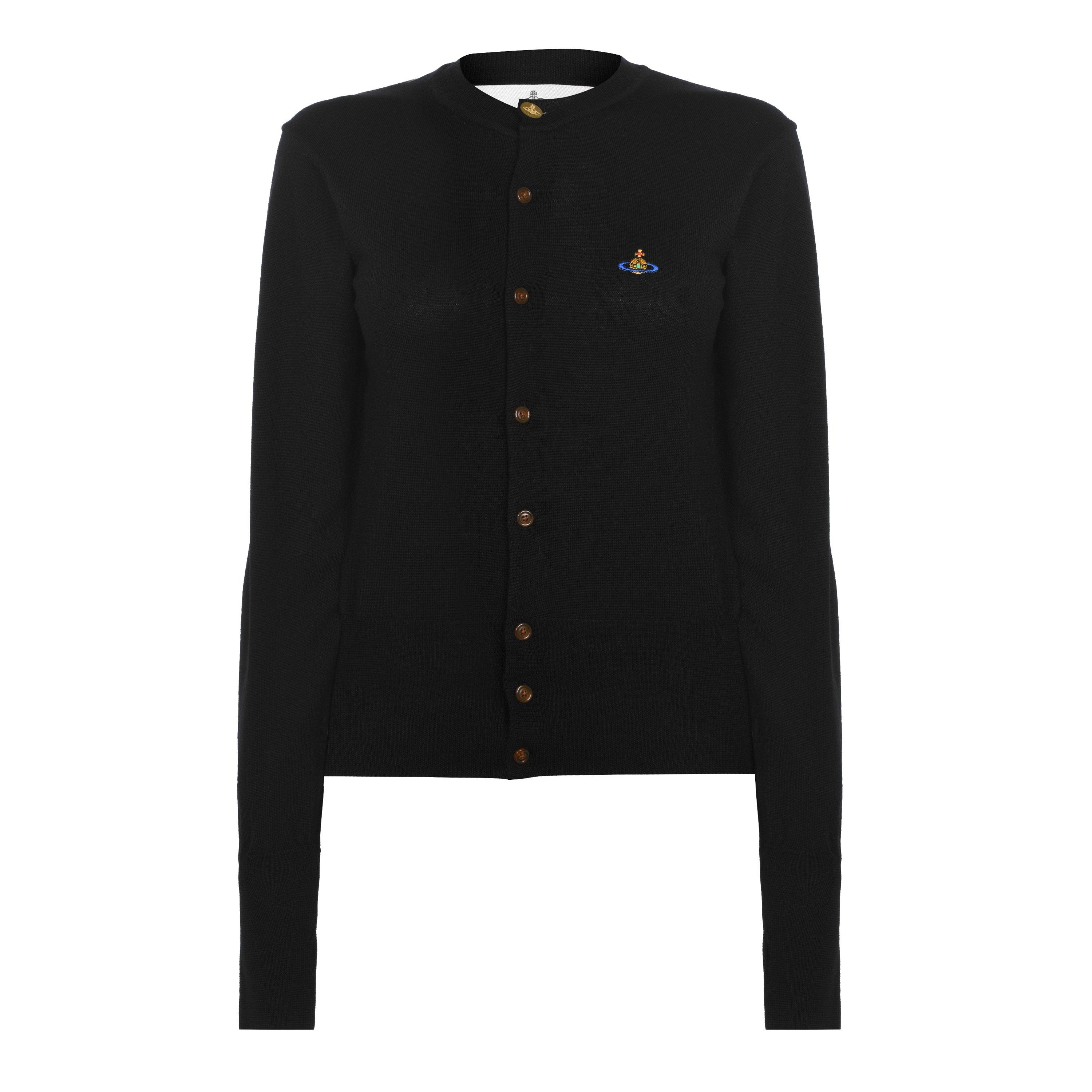 Black - Vivienne Westwood - Women's Plain Wool Knit Cardigan - 7