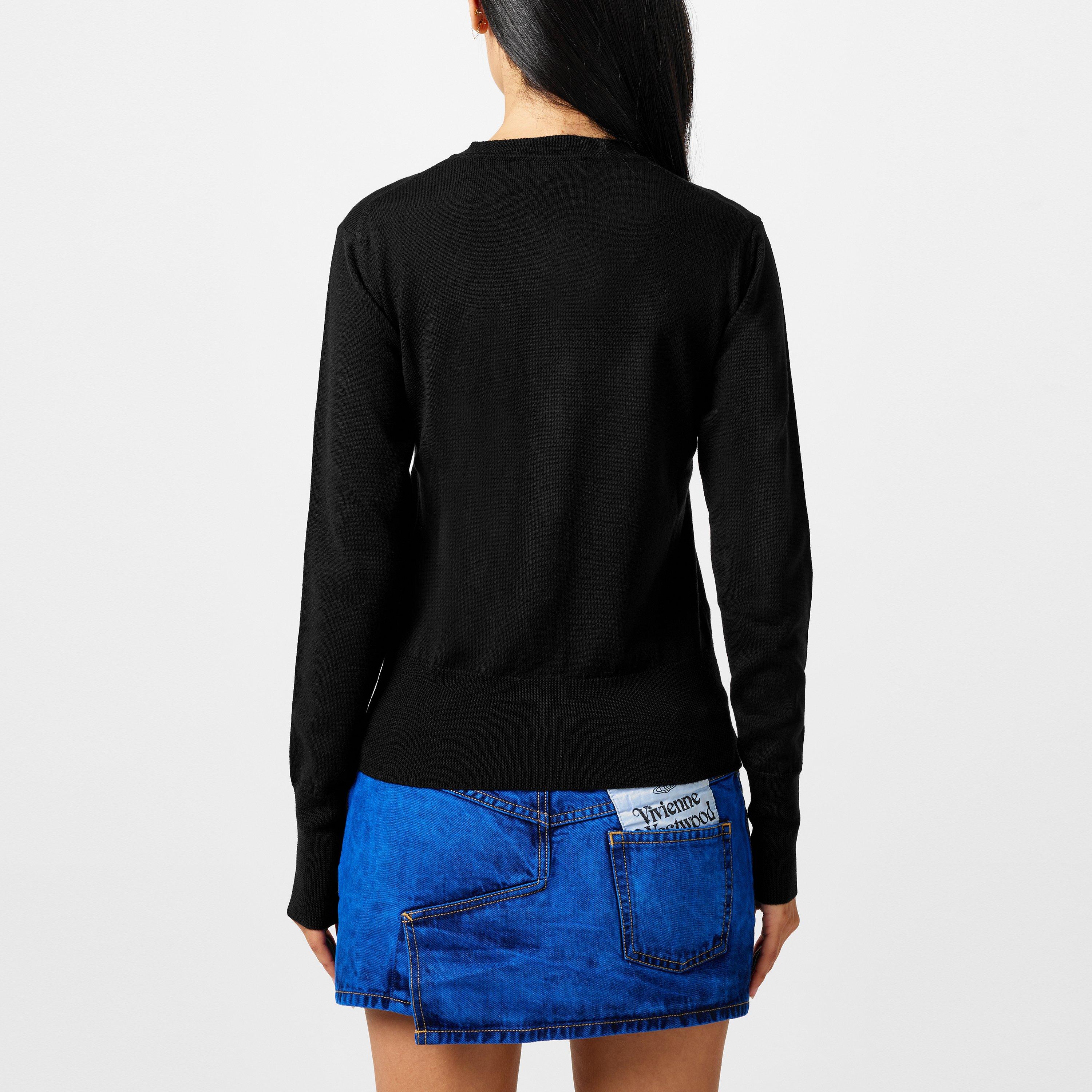 Black - Vivienne Westwood - Women's Plain Wool Knit Cardigan - 3