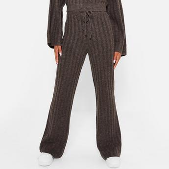 I Saw It First ISAWITFIRST Recycled Knit Blend Wide Leg Rib Trousers Co-Ord