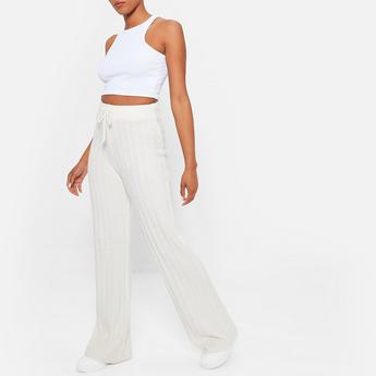 I Saw It First ISAWITFIRST Recycled Knit Blend Wide Leg Rib Trousers Co-Ord