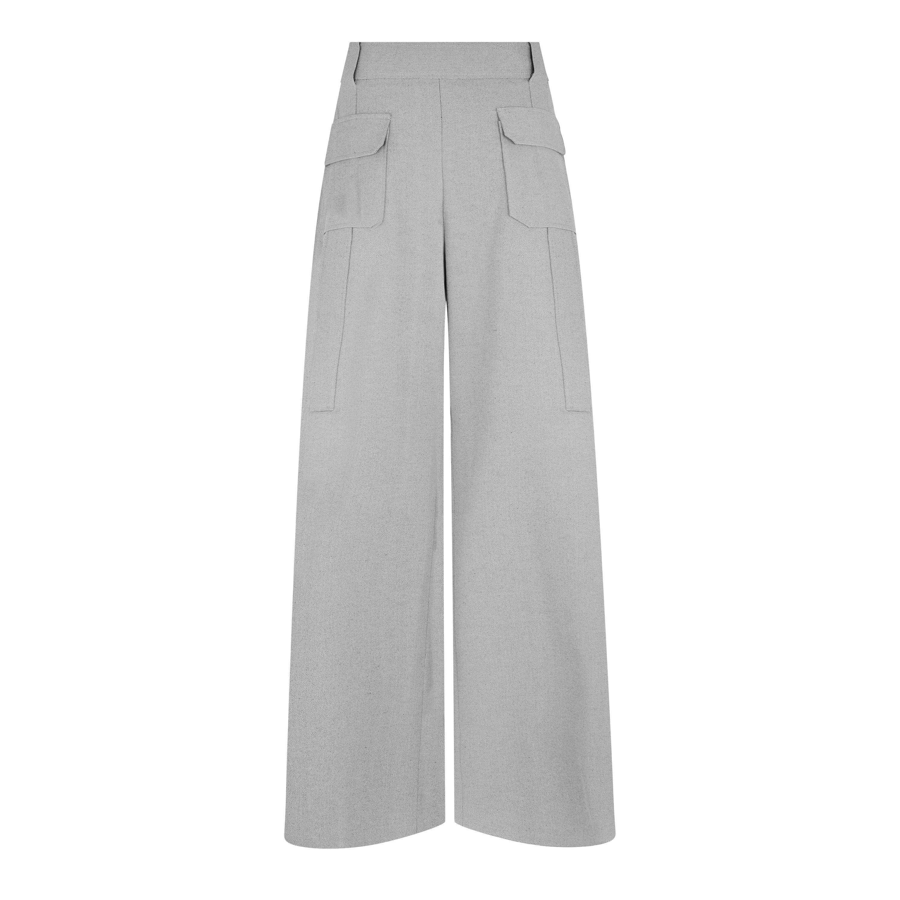 Beige/Khaki - Ferragamo - Womens Canvas Palazzo Trousers - 6