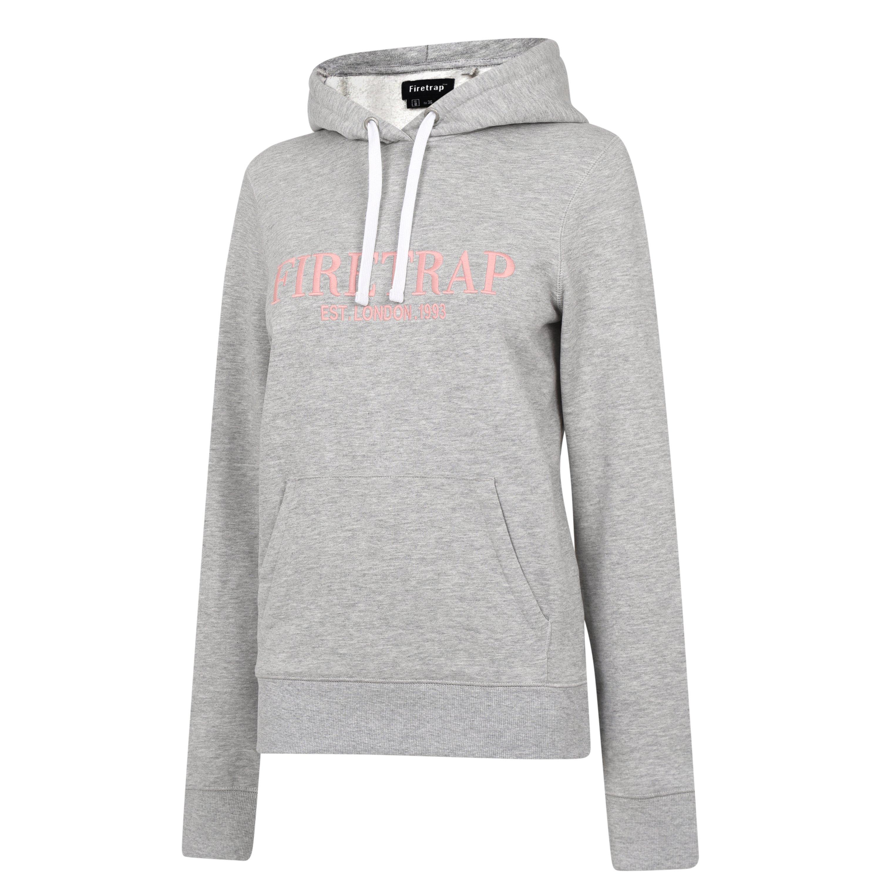 Grey Marl - Firetrap - Large Logo Hoodie - 6