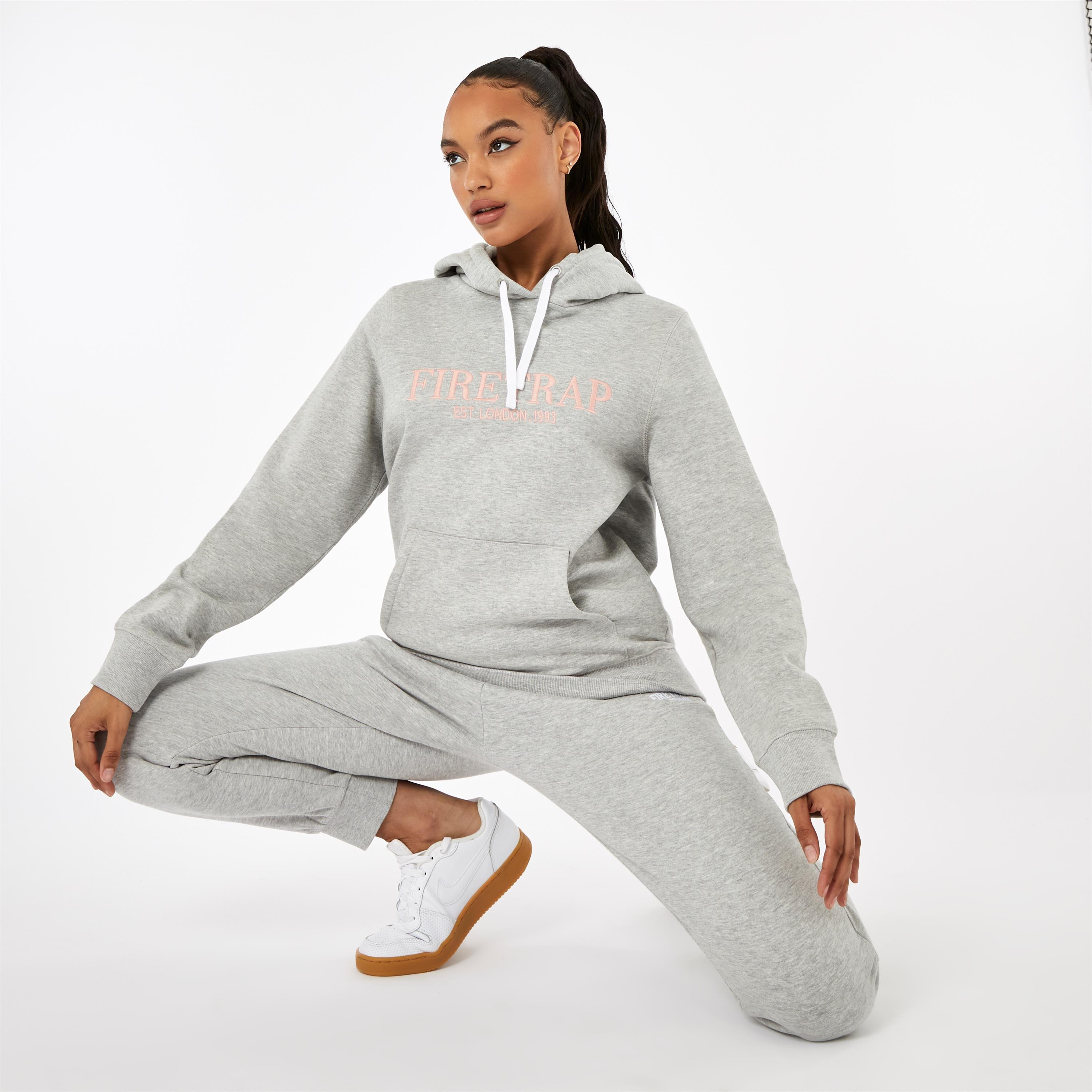 Grey Marl - Firetrap - Large Logo Hoodie - 4