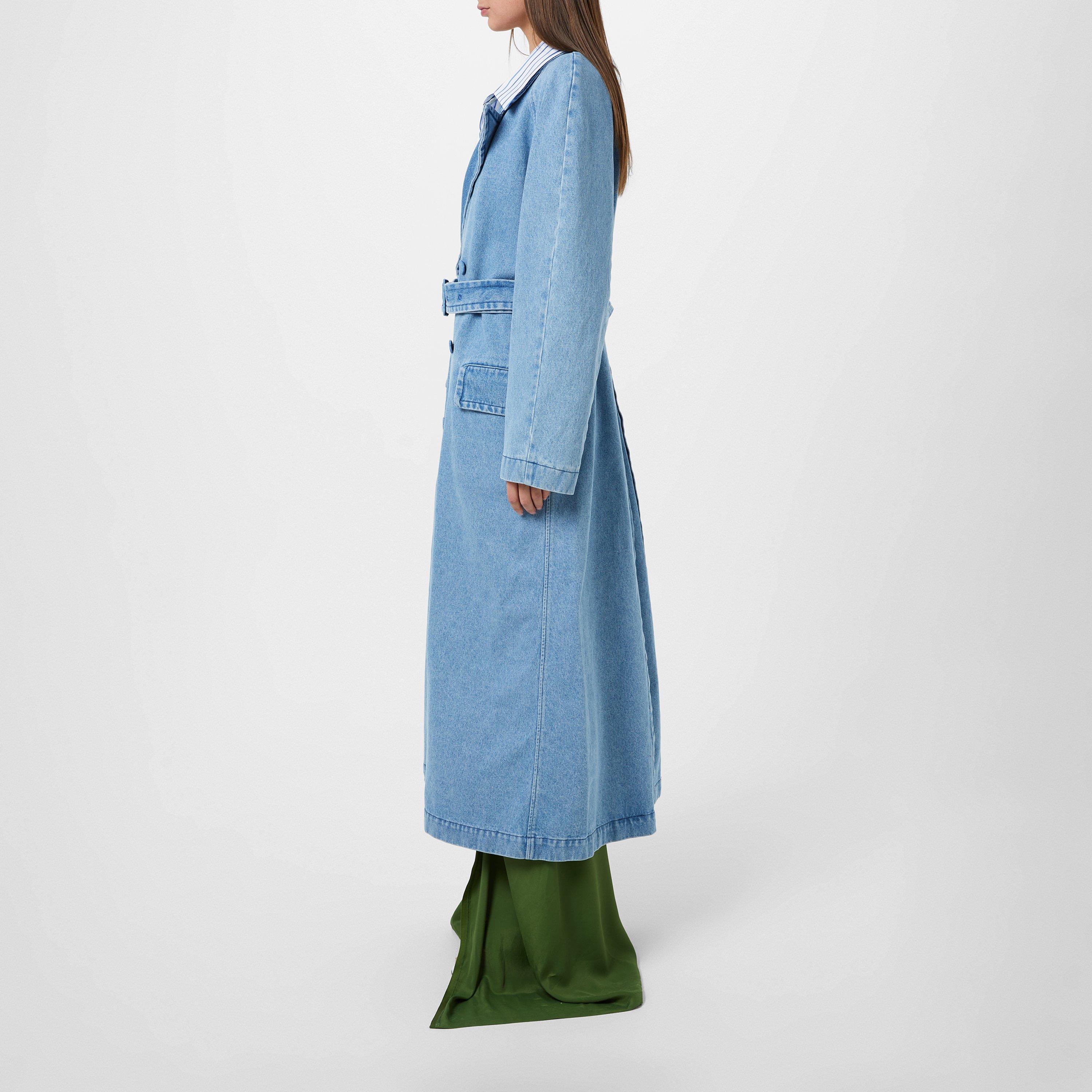 LIGHT BLUE - Dries Van Noten - Women's Long Metal Button Trench Coat - 2