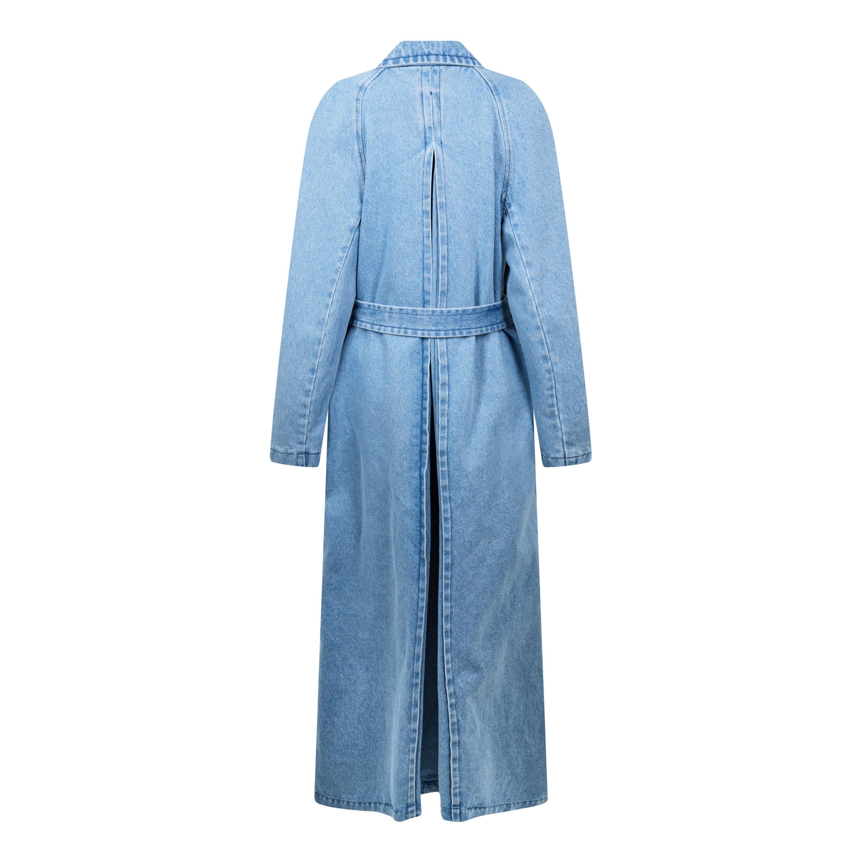 LIGHT BLUE - Dries Van Noten - Women's Long Metal Button Trench Coat - 6