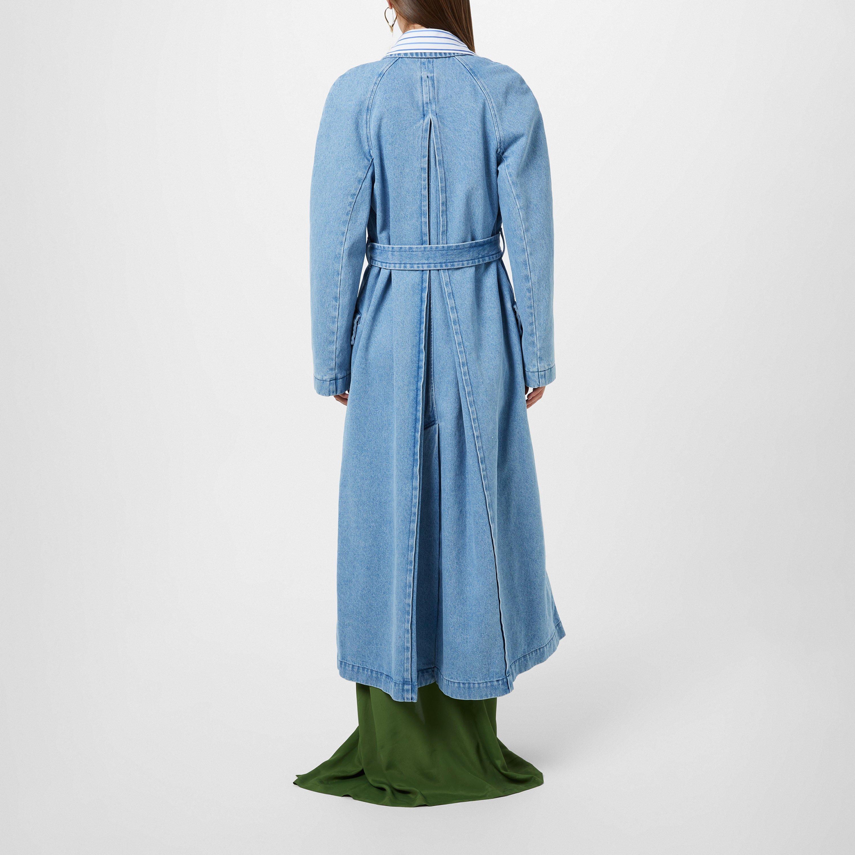 LIGHT BLUE - Dries Van Noten - Women's Long Metal Button Trench Coat - 3