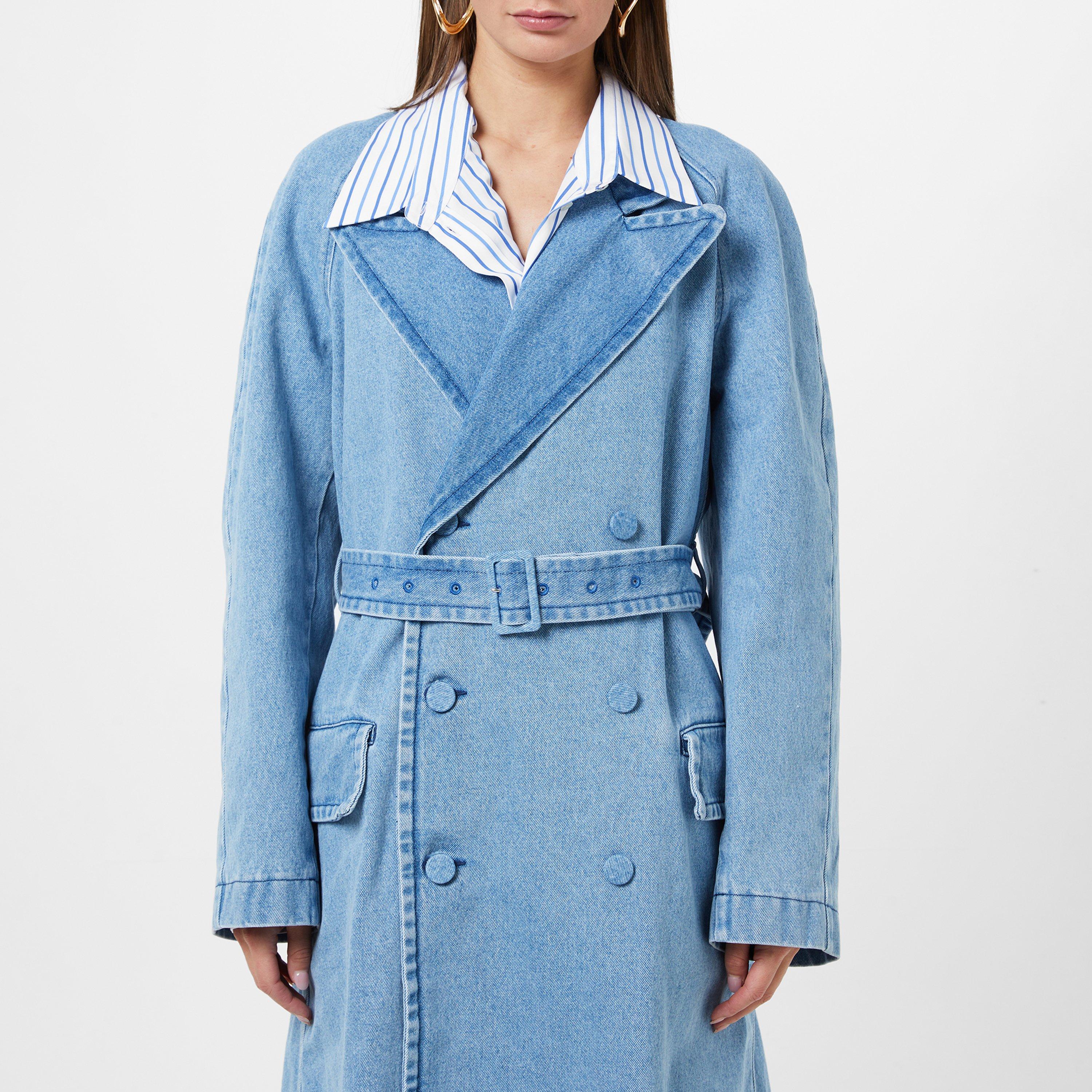 LIGHT BLUE - Dries Van Noten - Women's Long Metal Button Trench Coat - 4