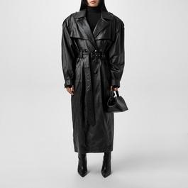 Alessandra Rich Oversized Leather Trench Coat