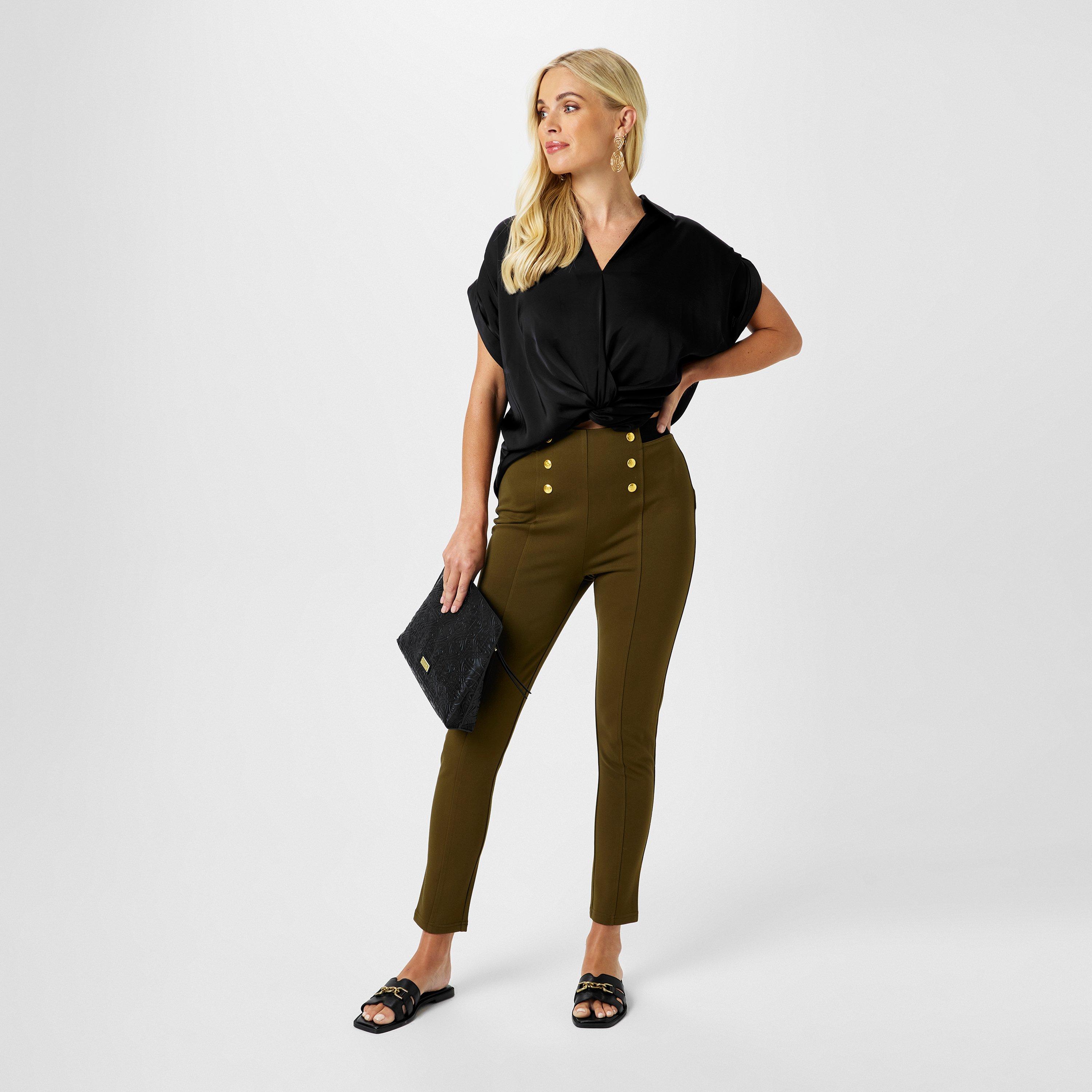 Khaki - Biba - Ponte Legging - 4