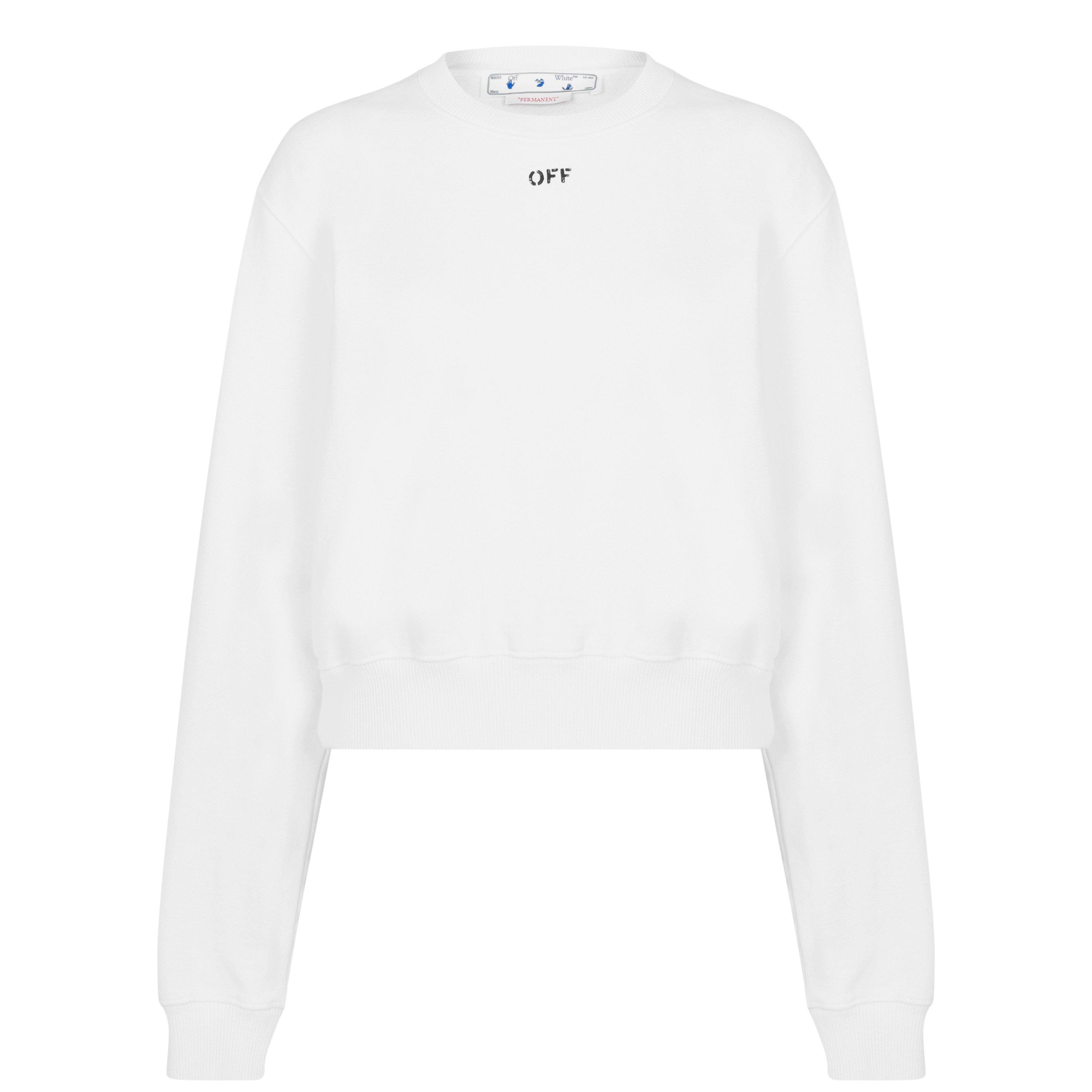 White 0110 - Off White - Women's Stamp Cotton Long Sleeve Crew Sweatshirt - 7