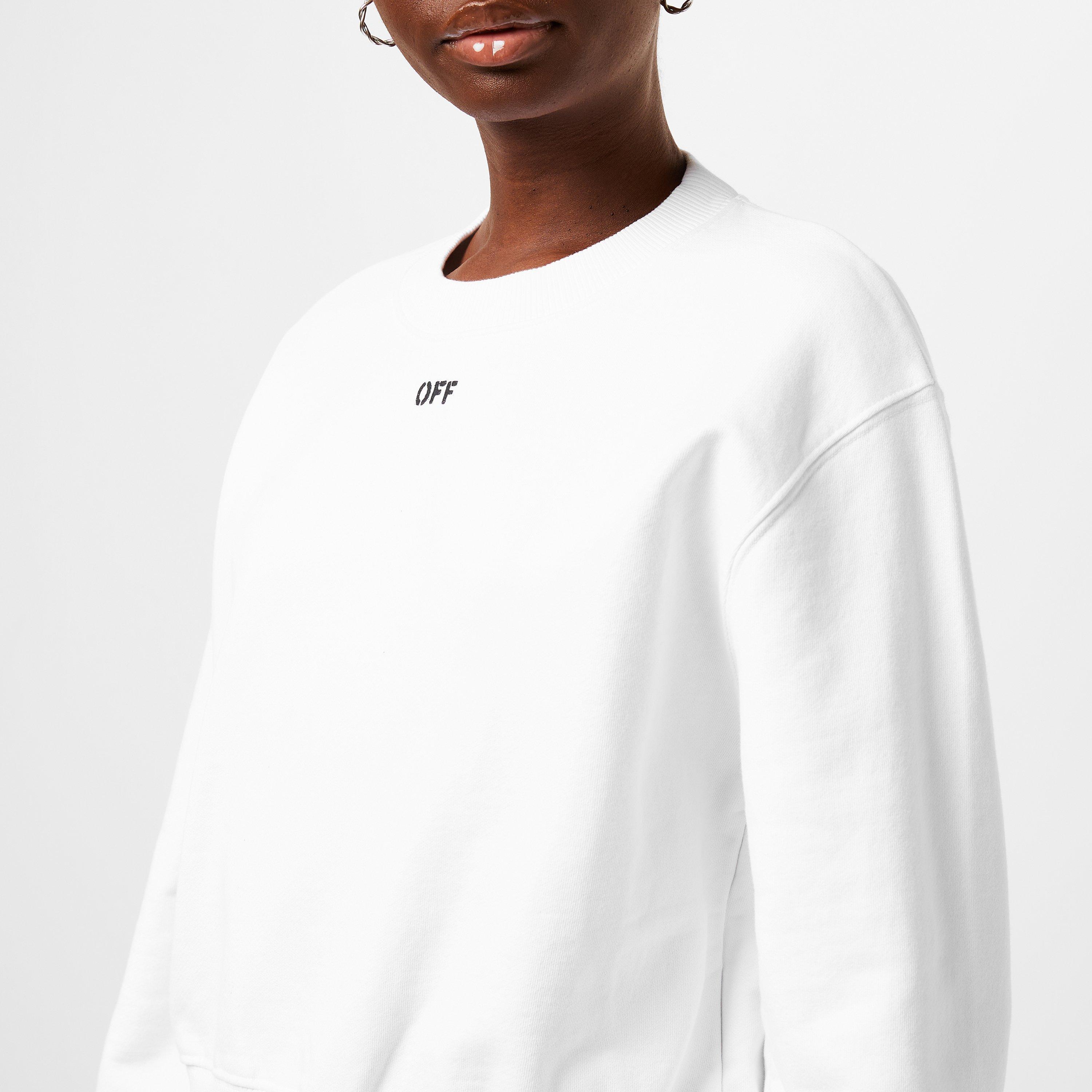 White 0110 - Off White - Women's Stamp Cotton Long Sleeve Crew Sweatshirt - 5