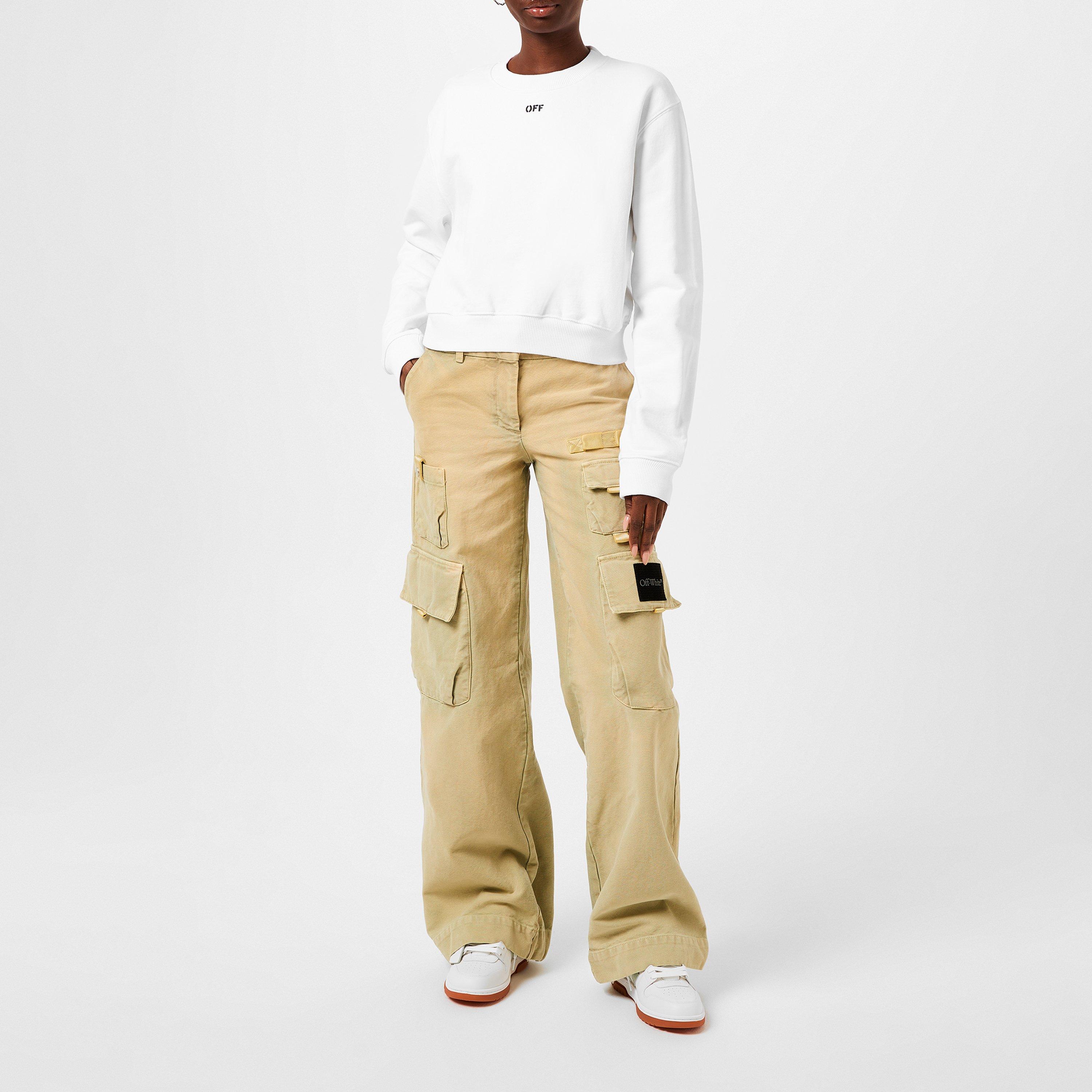 White 0110 - Off White - Women's Stamp Cotton Long Sleeve Crew Sweatshirt - 6