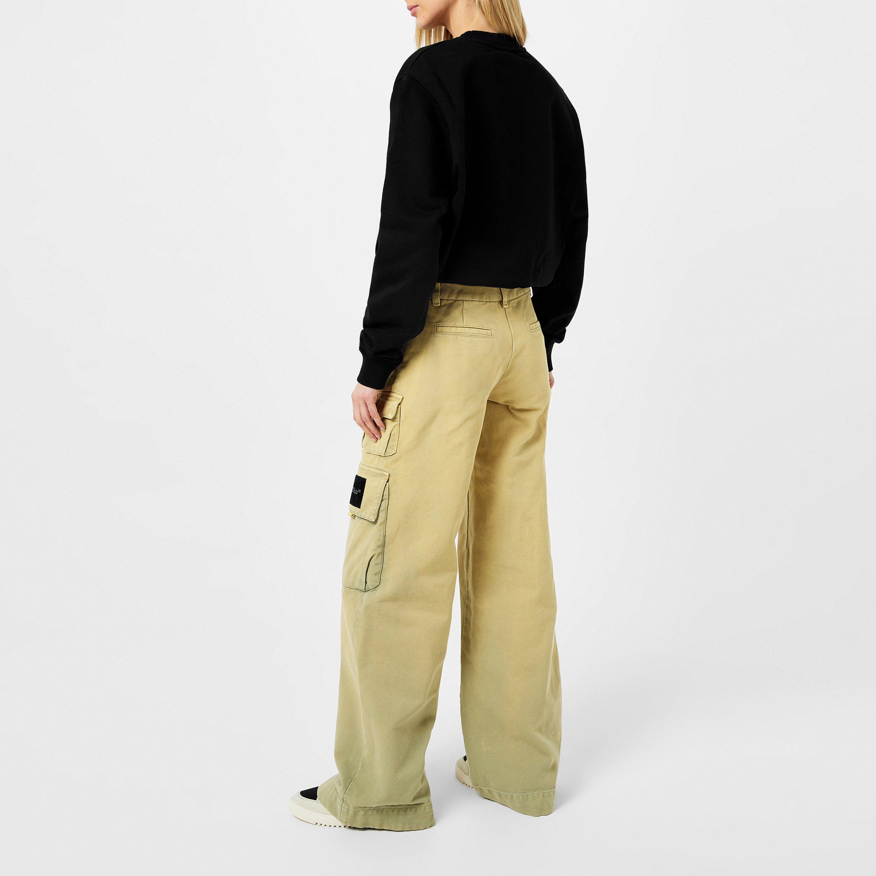 Black 1001 - Off White - Women's Stamp Cotton Long Sleeve Crew Sweatshirt - 4