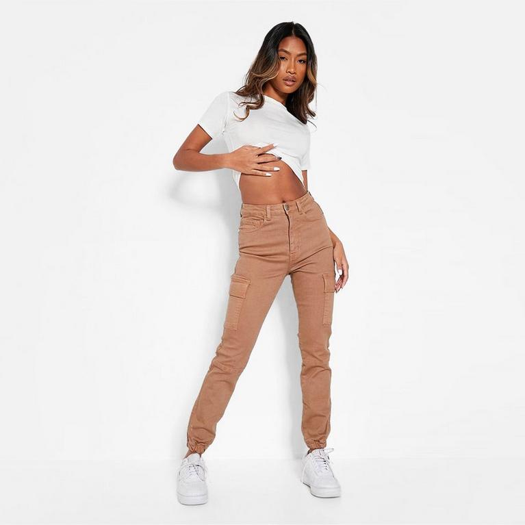 Marrón - I Saw It First - ISAWITFIRST Stretch Pocketed Cargo Jeans - 1