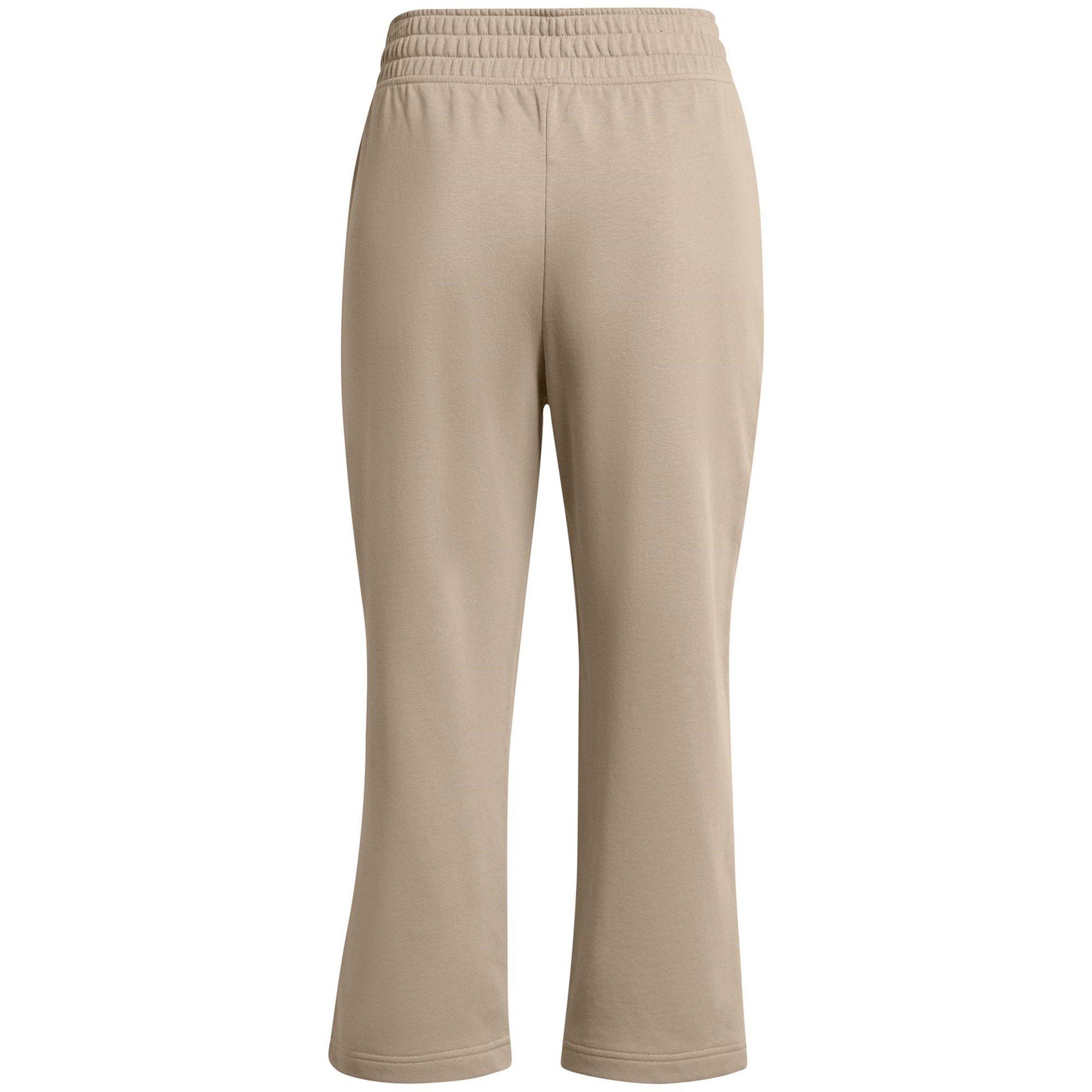 TimberWolf/Bijela - Under Armour - Rival Terry Cropped Wide Leg Open Hem Jersey Jogger - 6