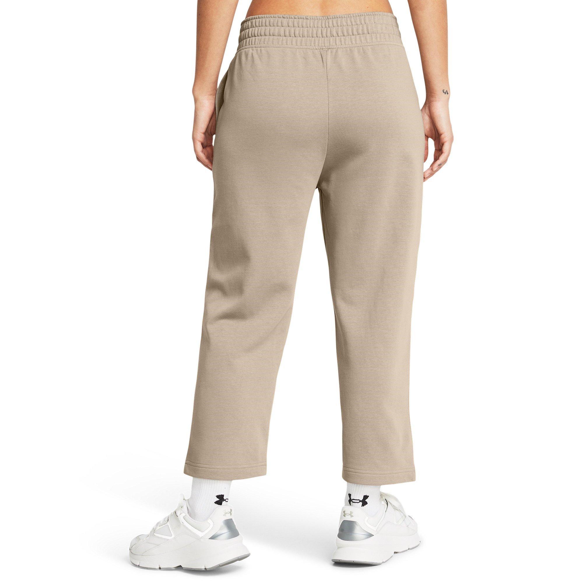 TimberWolf/Bijela - Under Armour - Rival Terry Cropped Wide Leg Open Hem Jersey Jogger - 3