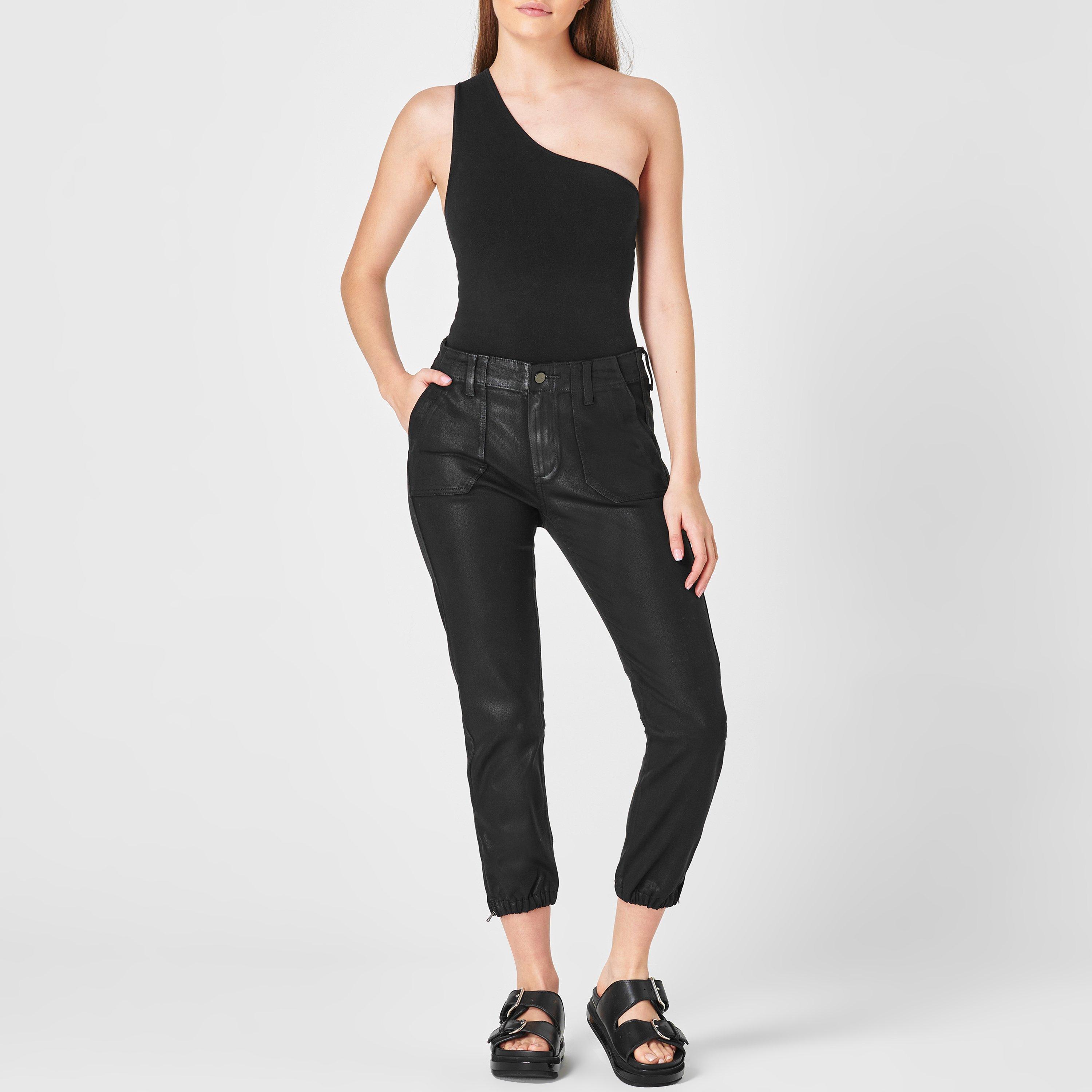 Black Fog Luxe - Paige - Women's Mayslie High Waisted Cotton Elasticated Cuffs Tapered Trousers - 2